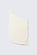 Dusty White - Knitted One-Shoulder Top - 4
