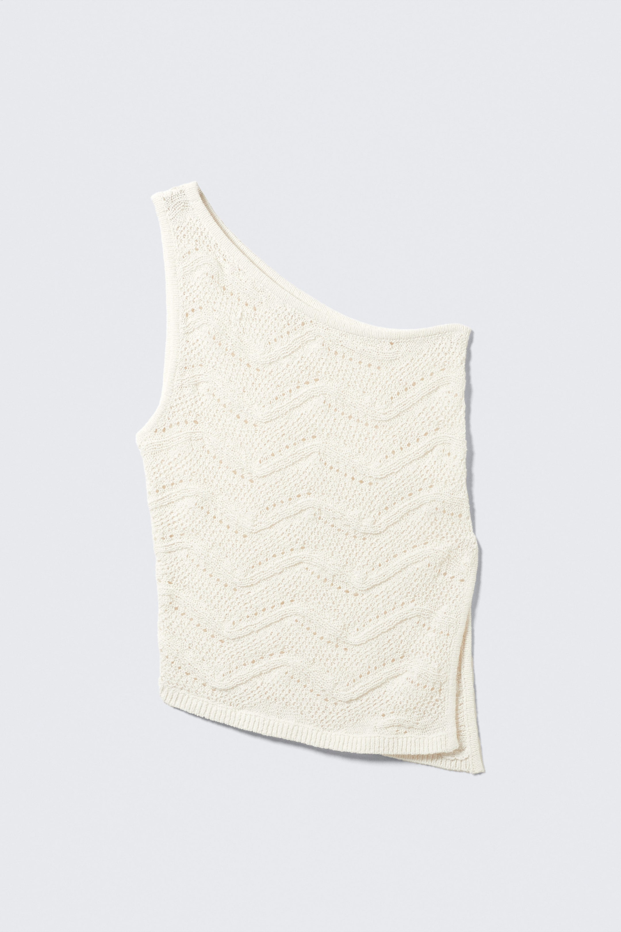 Dusty White - Knitted One-Shoulder Top - 4