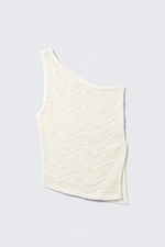 Dusty White - Knitted One-Shoulder Top - 4