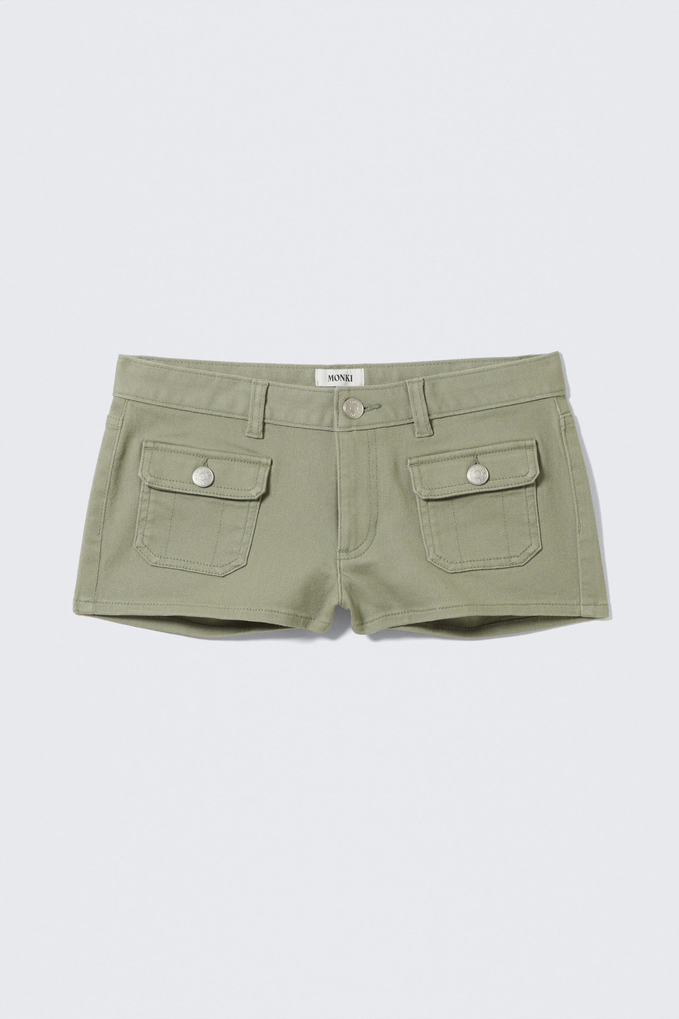 Helles Khakigrün - Mini-Shorts mit Utility-Taschen - 3