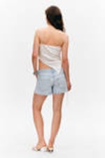 White - Asymmetric Satin Strap Top - 3