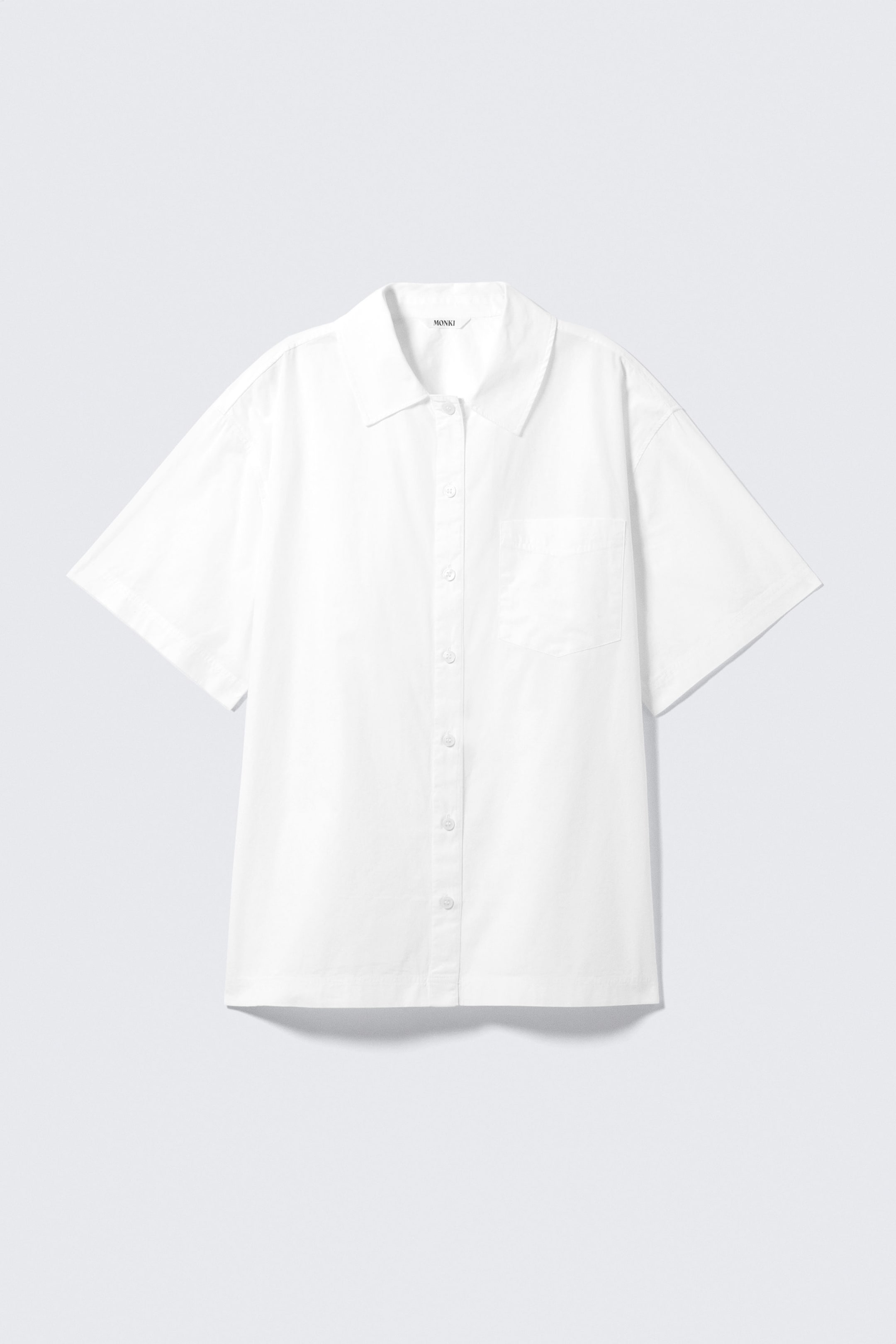 White - Oversized Short-Sleeved Cotton Poplin Shirt - 4