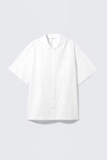 White - Oversized Short-Sleeved Cotton Poplin Shirt - 4