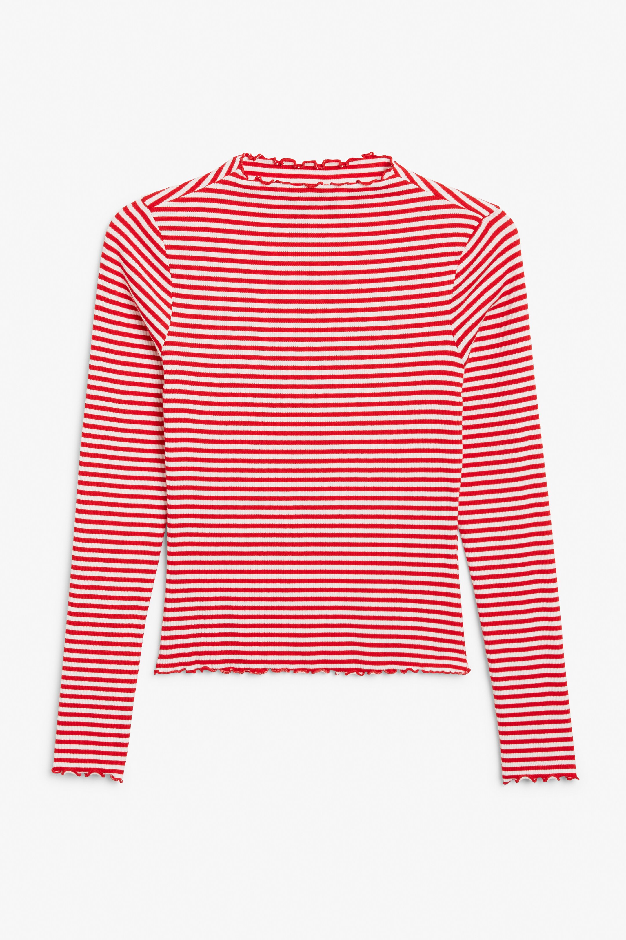 View larger image: Ribbed lettuce hem top - Red and white stripes - Ladies | H&M GB 1
