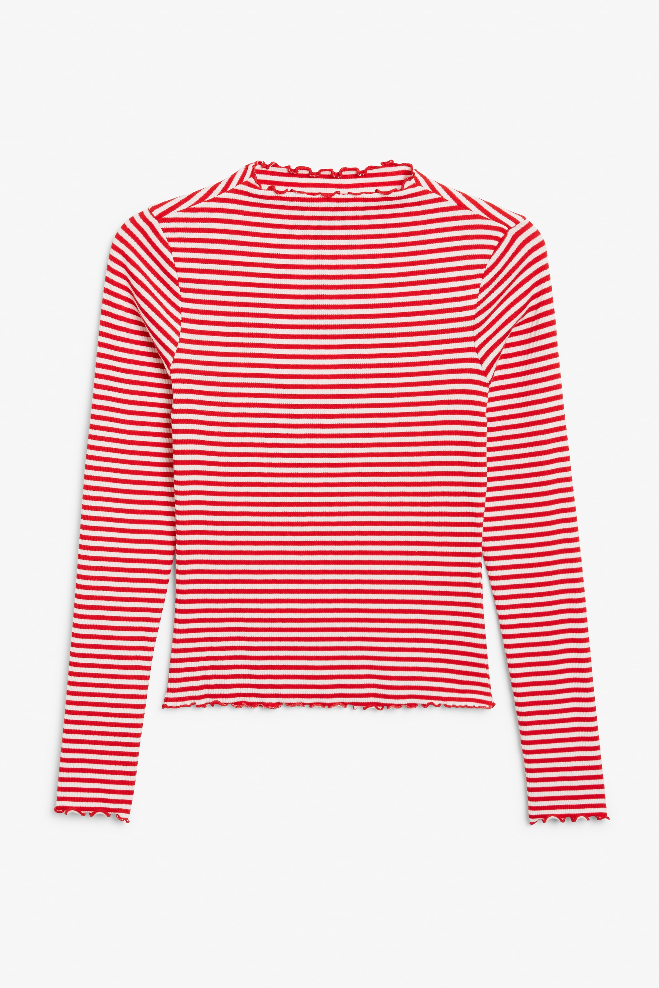 View larger image: Ribbed lettuce hem top - Red and white stripes - Ladies | H&M GB 1