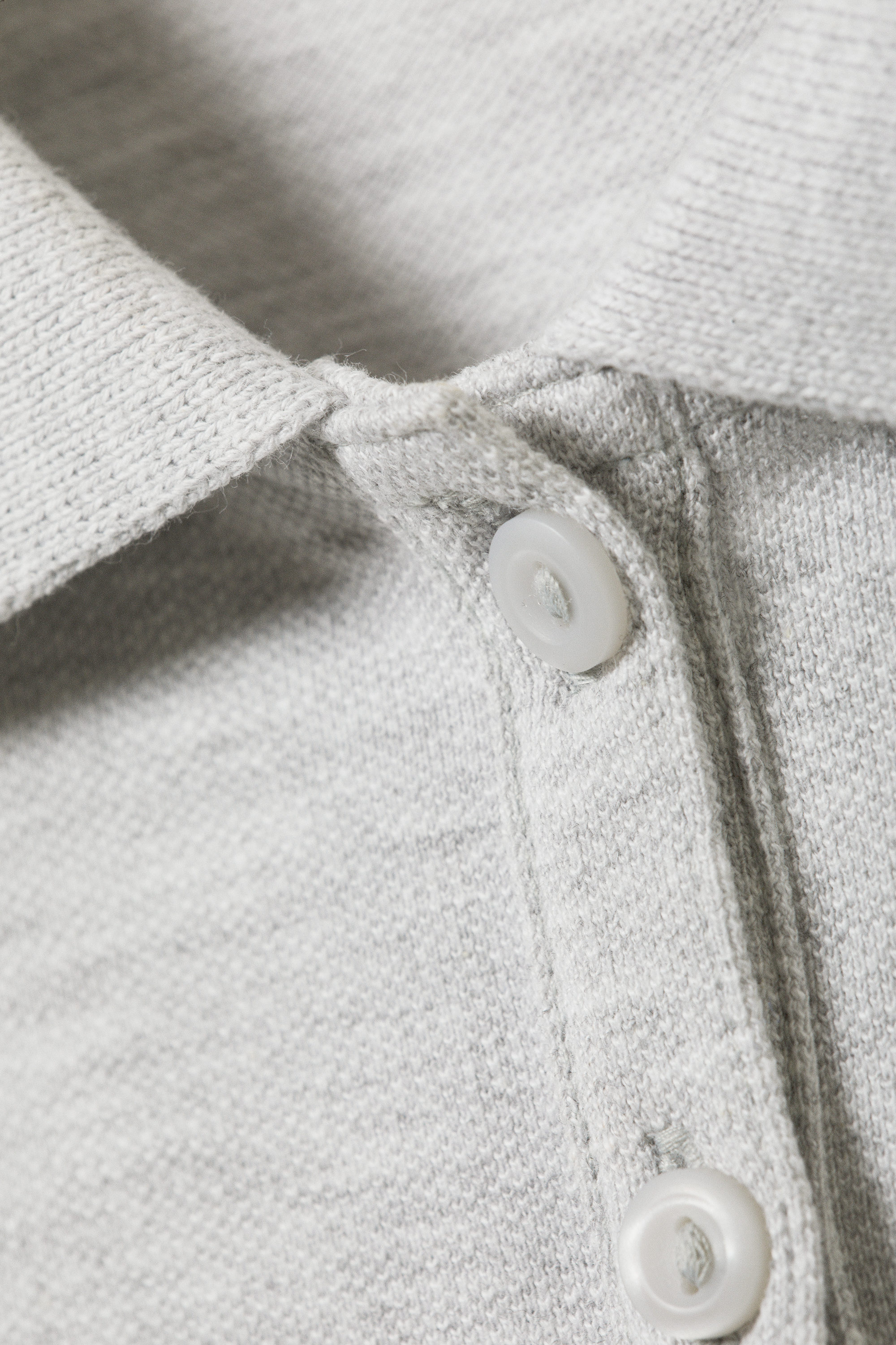 Light Grey Melange - Long-Sleeved Polo Top - 4