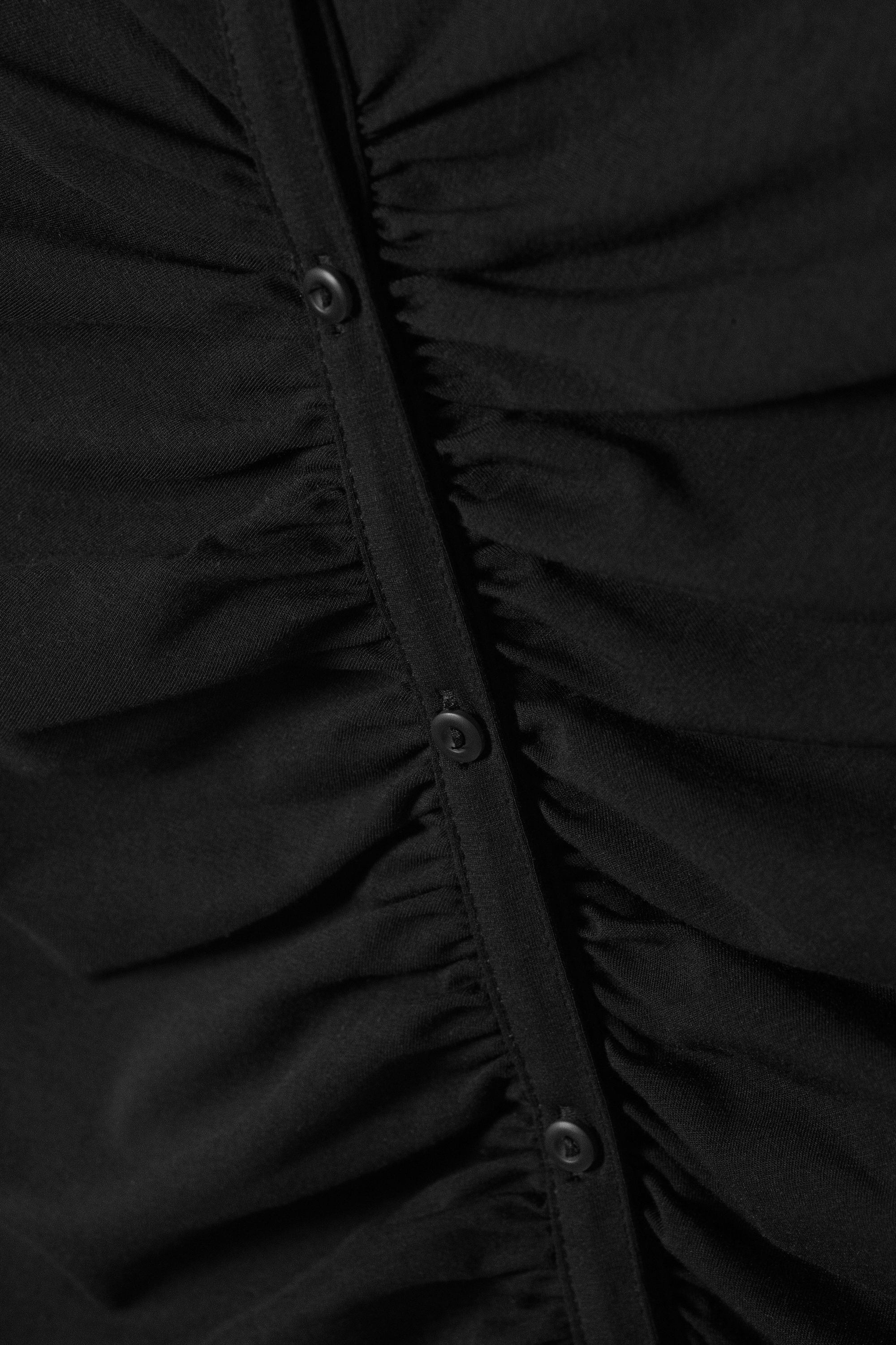 Schwarz-Schwarz - Kurzärmeliges Mini-Hemdkleid - 4