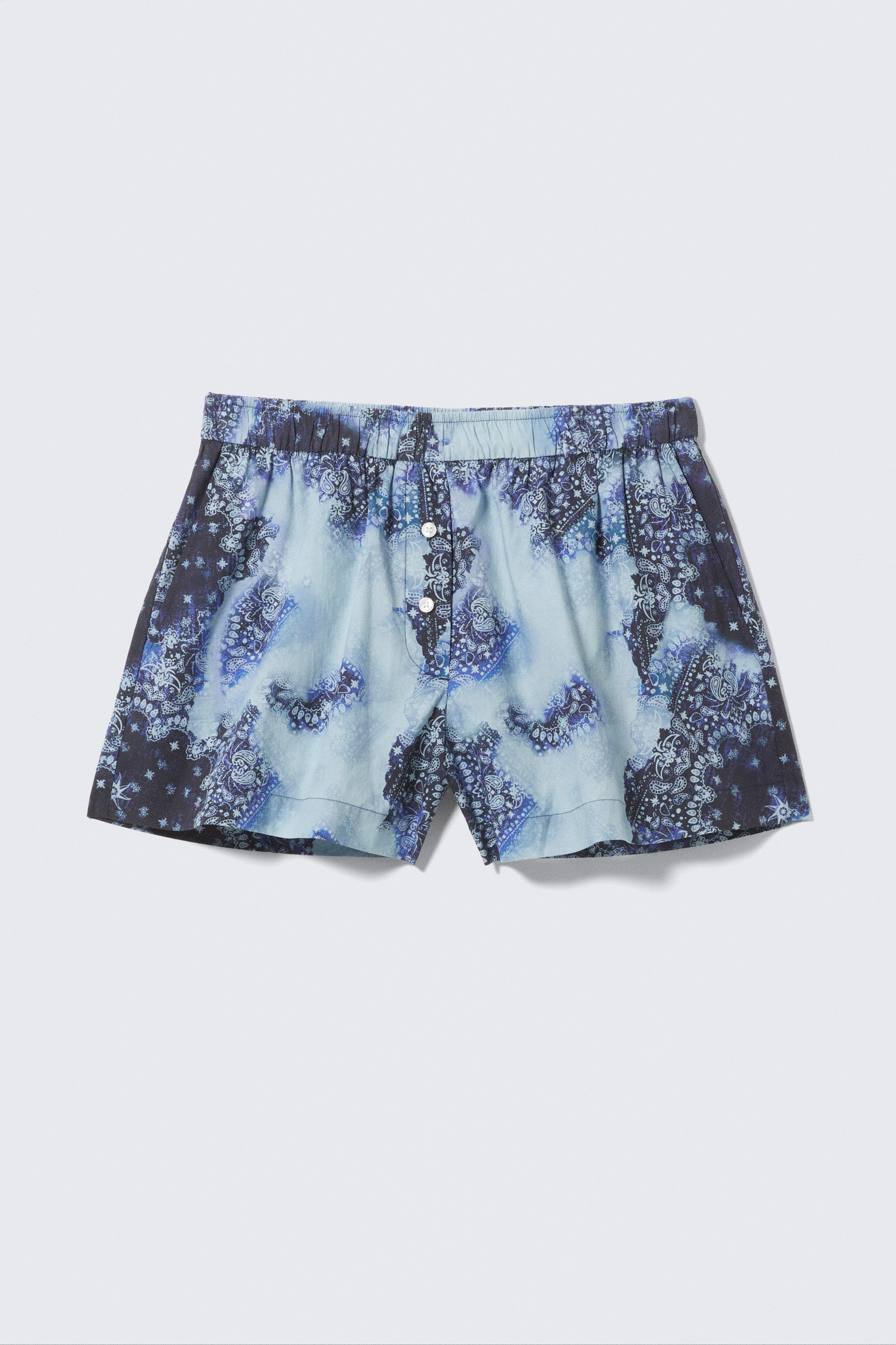 Blue Paisley Print - Relaxed Cotton Boxer Shorts - 4