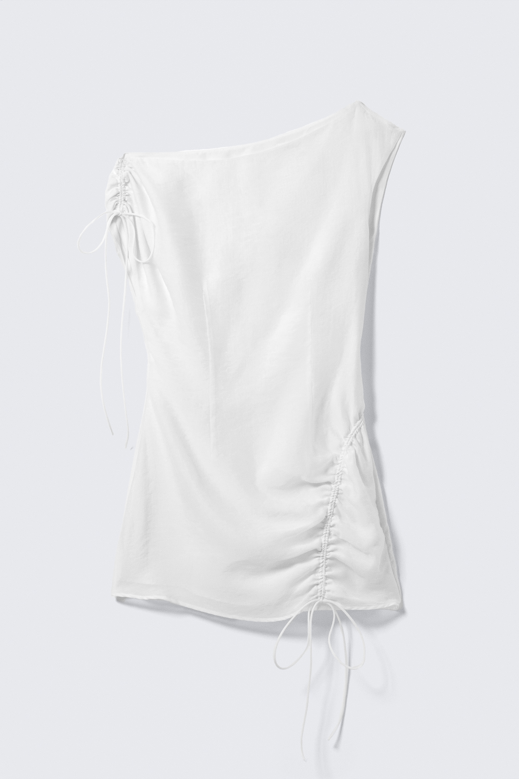 Asymmetric Draped Mini Dress - Off-white