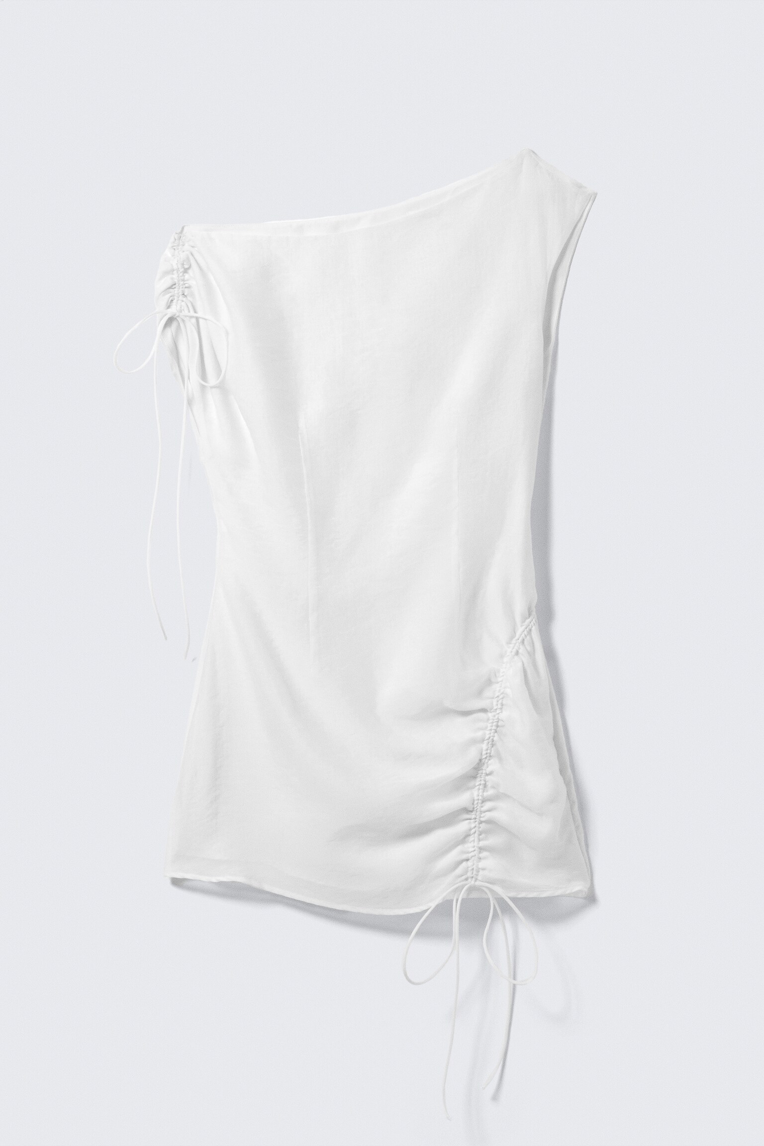 Asymmetric Draped Mini Dress - Off-white - 2