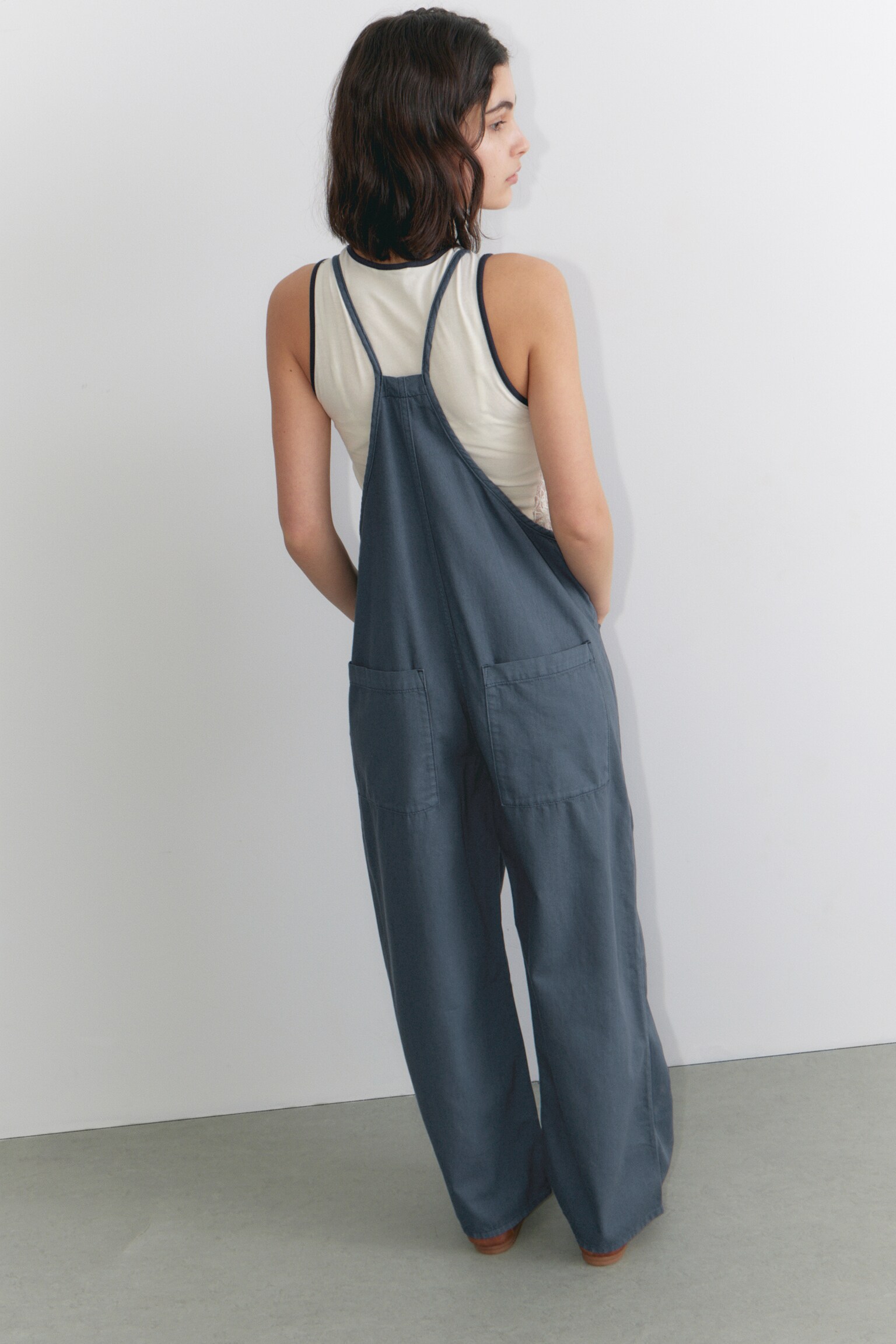 Tie Denim Dungarees - Blue/Black - 4