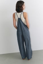 Blau - Jeans-Latzhose mit Bindeverschluss - 3