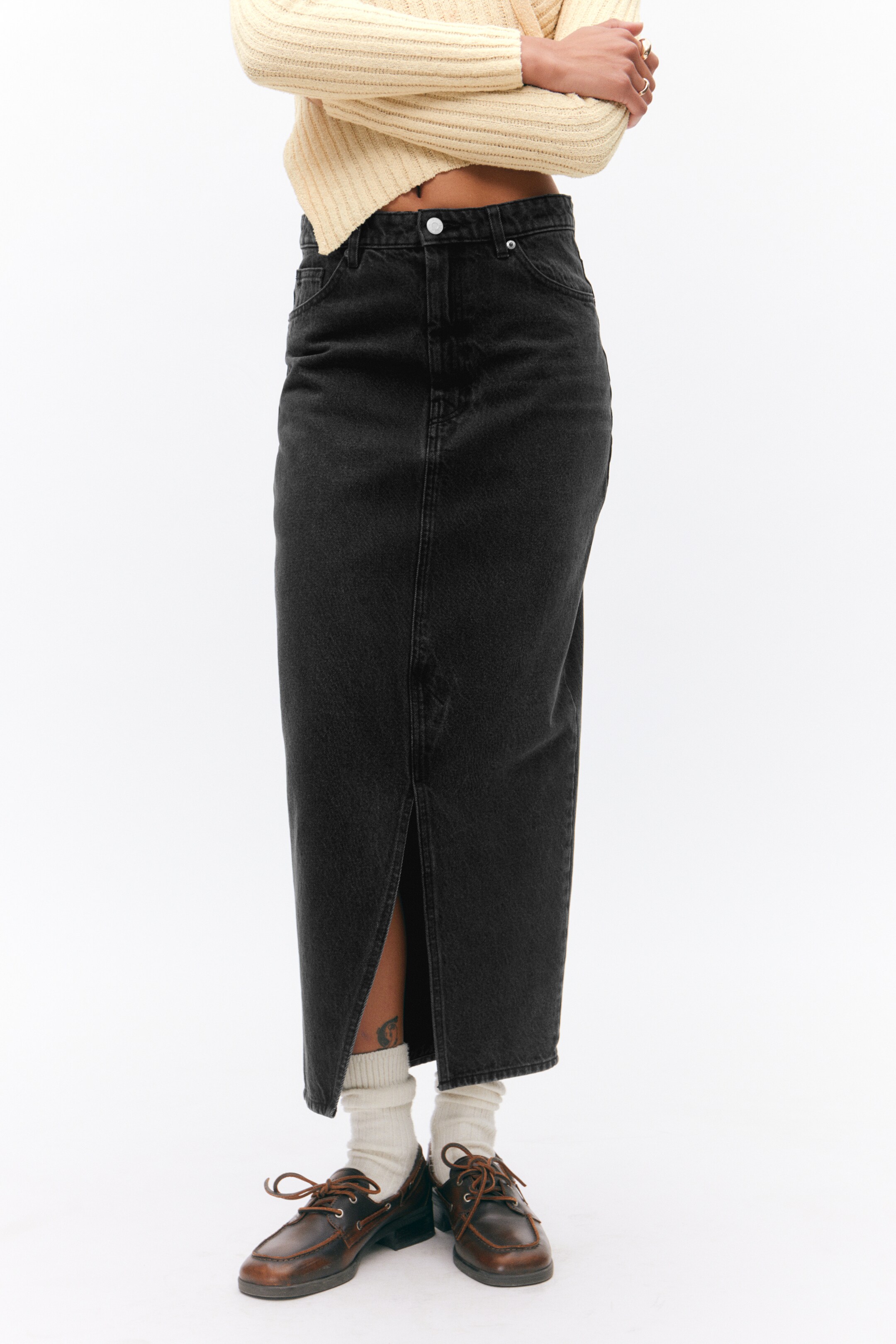 Größeres Bild ansehen: Jeansrock in Midilänge - Schwarz - Ladies | H&M DE 2