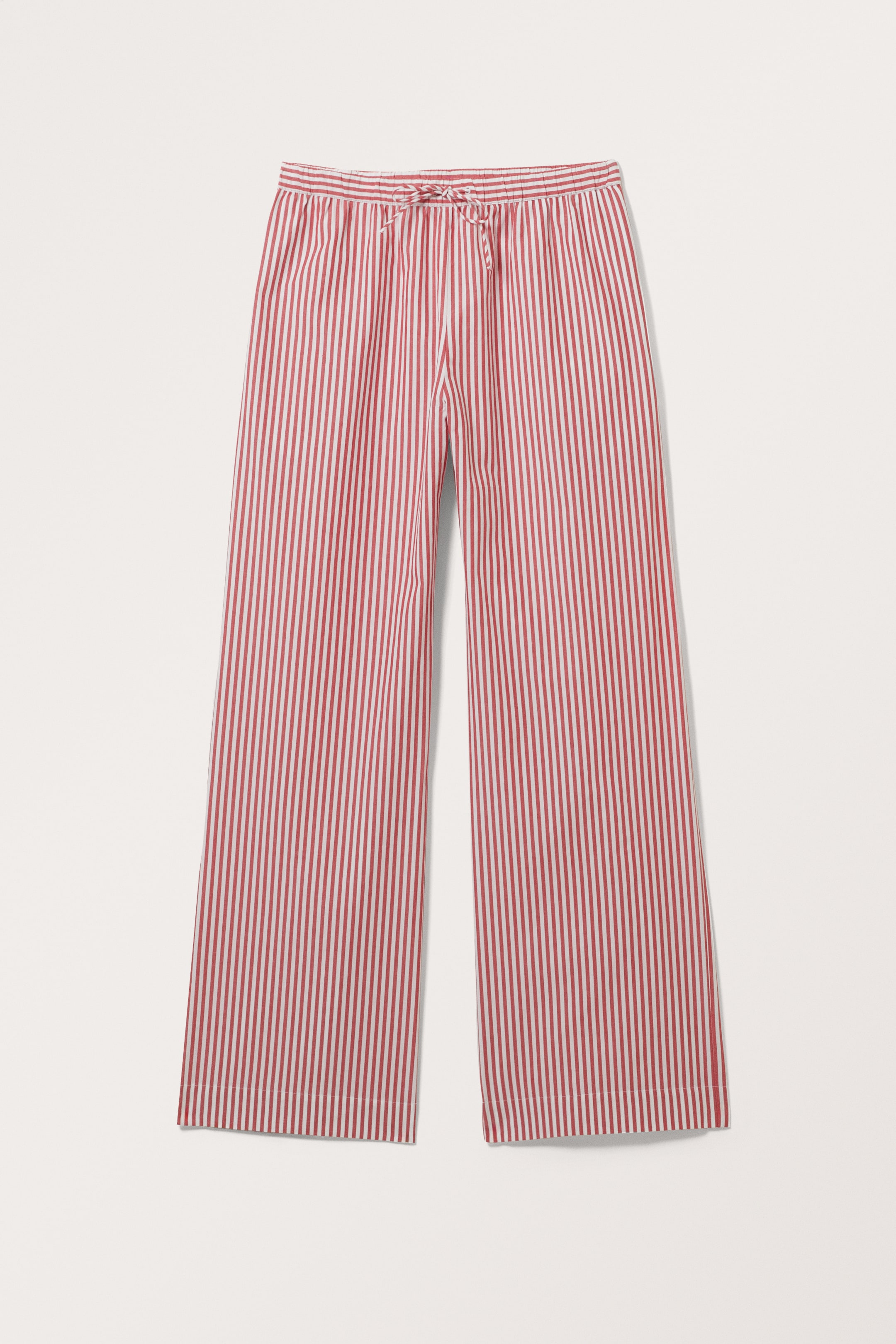 Grotere afbeelding bekijken: Ruimvallende broek van popeline - Krijtstrepen in roze en wit - DAMES | H&M NL 1