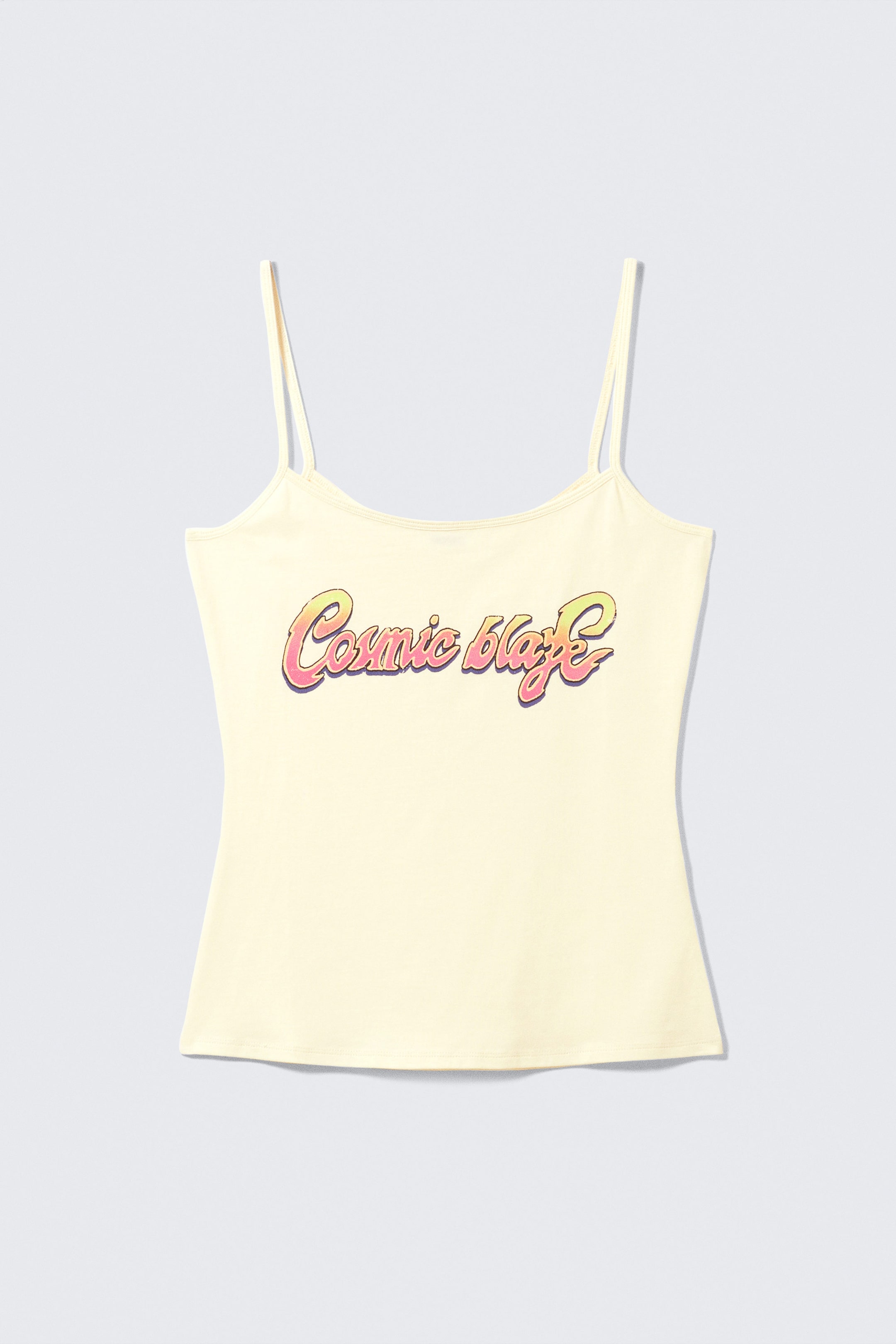 Light Yellow - Cosmic Blade - Slim Strappy Tank Top - 0