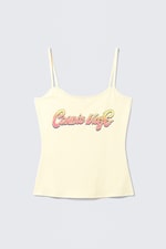 Light Yellow - Cosmic Blade - Slim Strappy Tank Top - 0