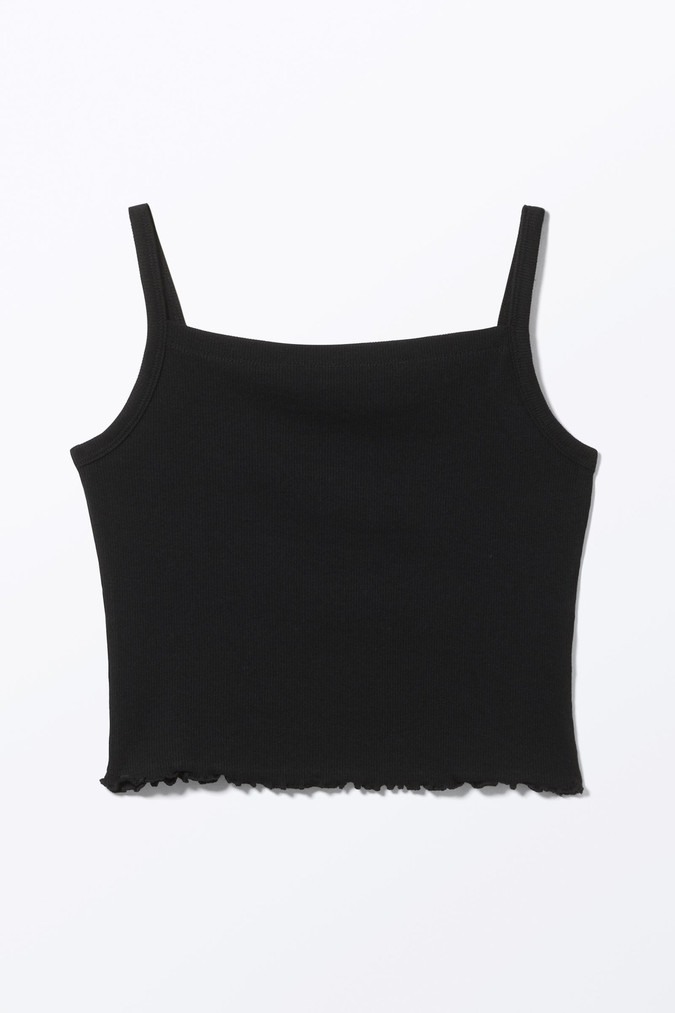 Black - Cropped Ribbed Tank Top - 6
