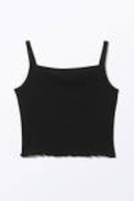 Black - Cropped Ribbed Tank Top - 6