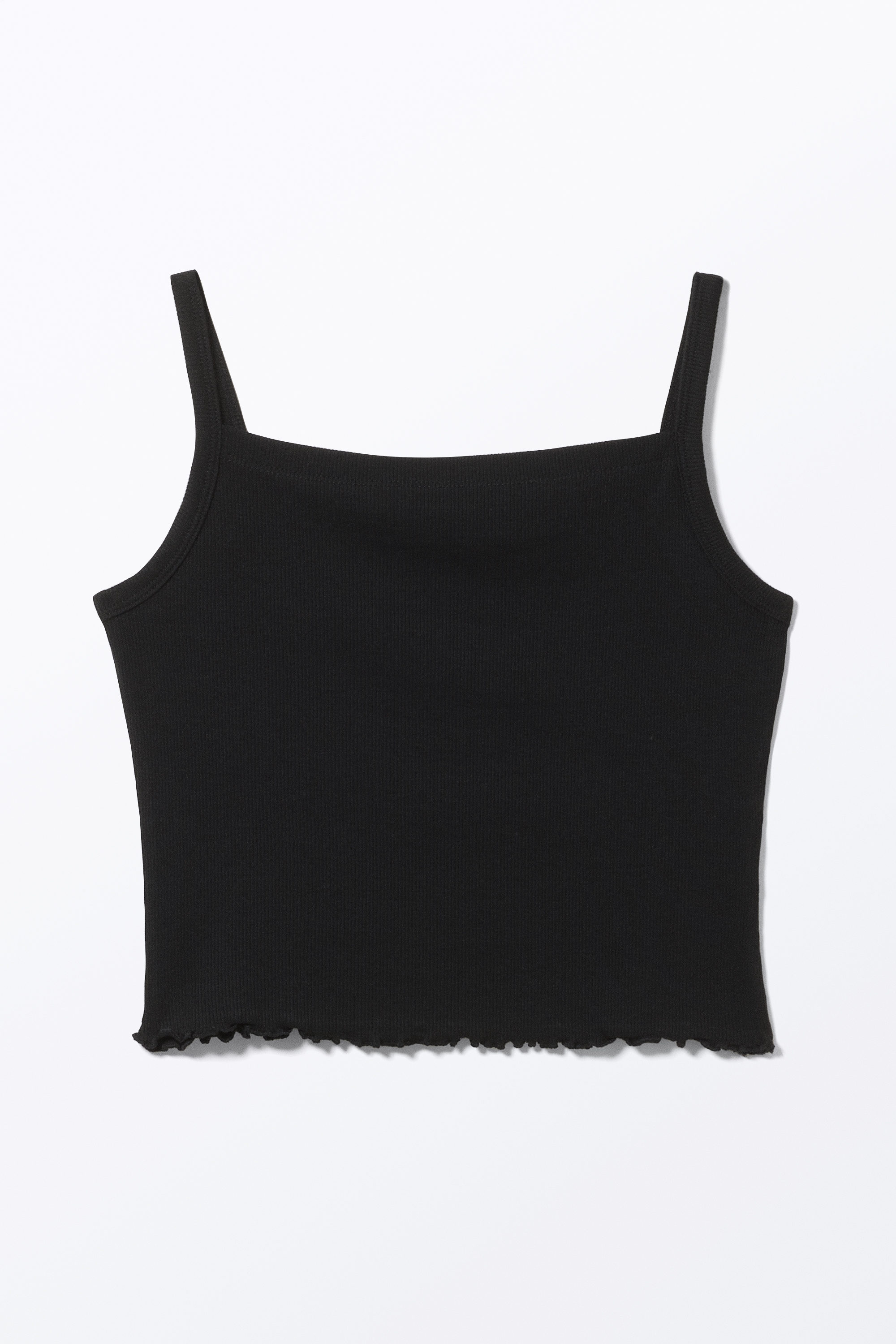 Black - CroppedRibbedTankTop - 3