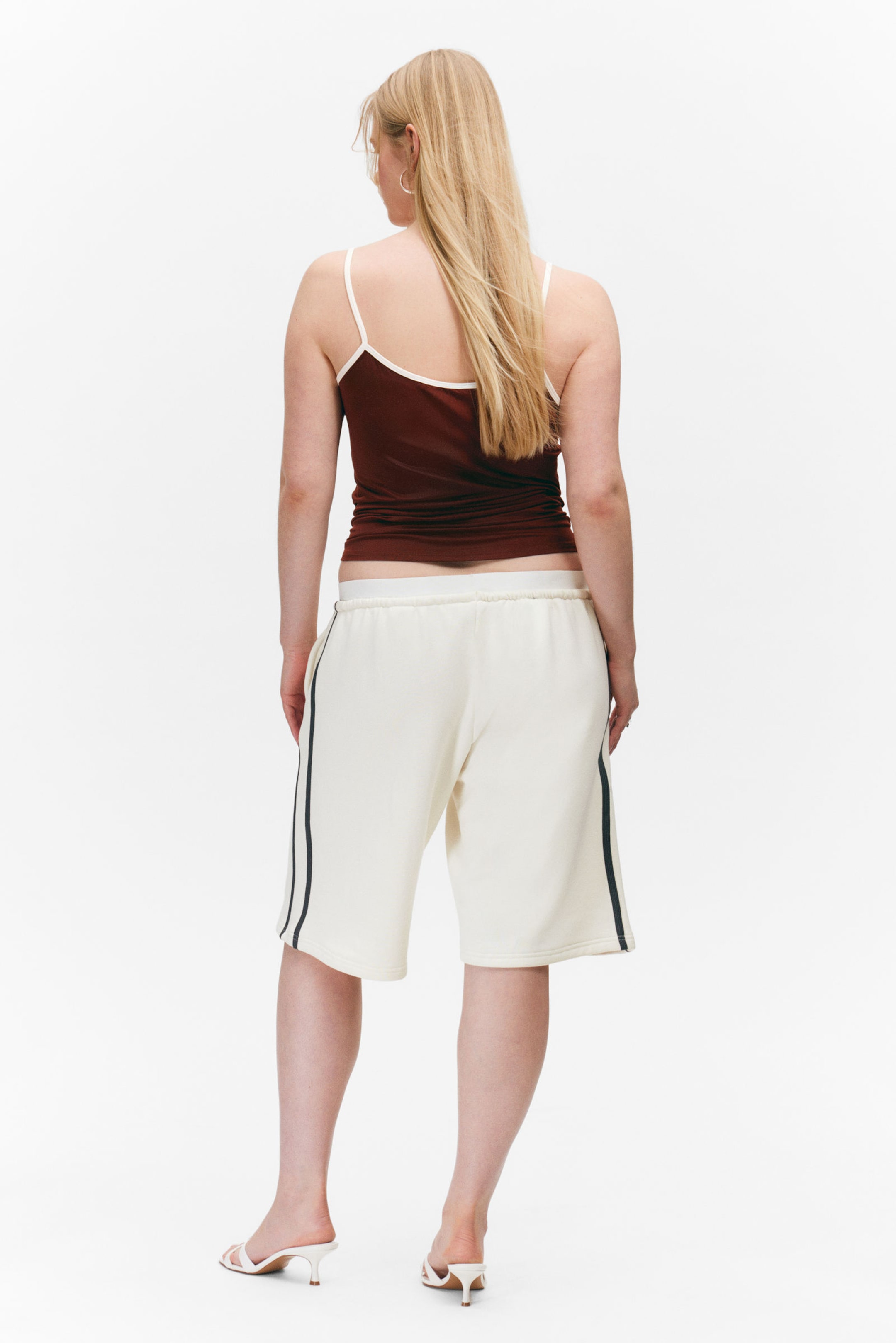 White - Black Stripe - Relaxed fit terry bermudashort met lage taille - 3