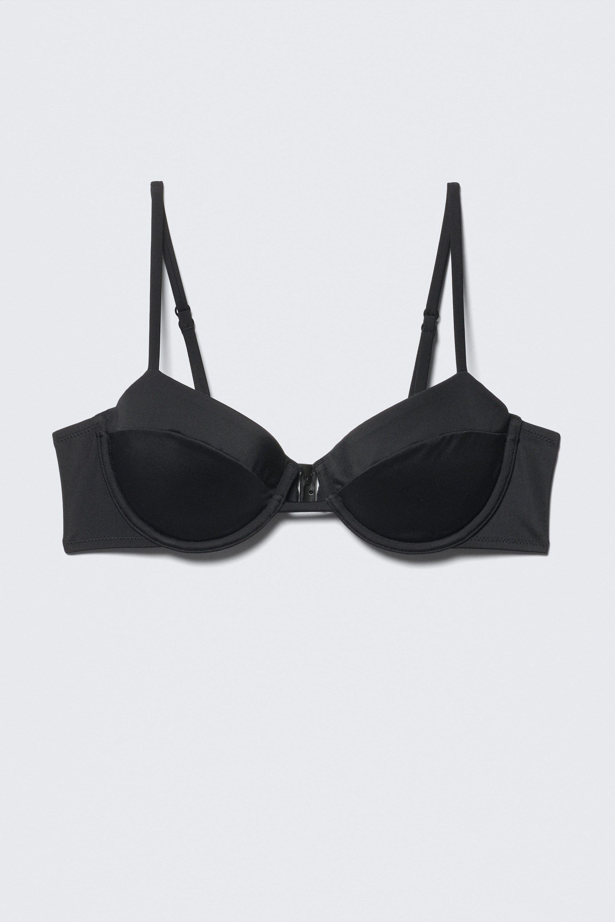 Usztywniany top bikini na fiszbinach - Czarny/Jasna zieleń khaki