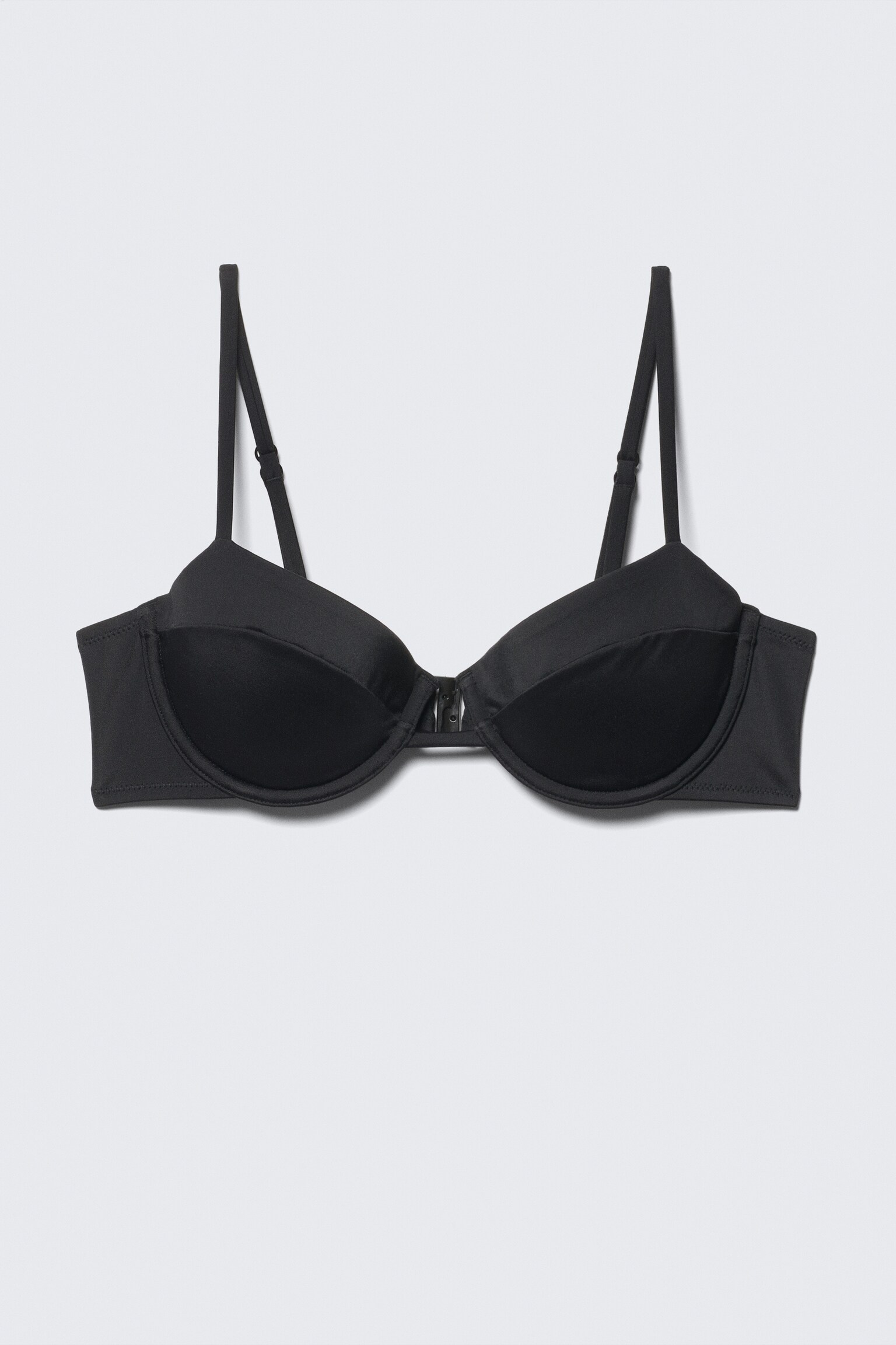 Underwired Padded Bikini Top - Black/Light Khaki Green - 2