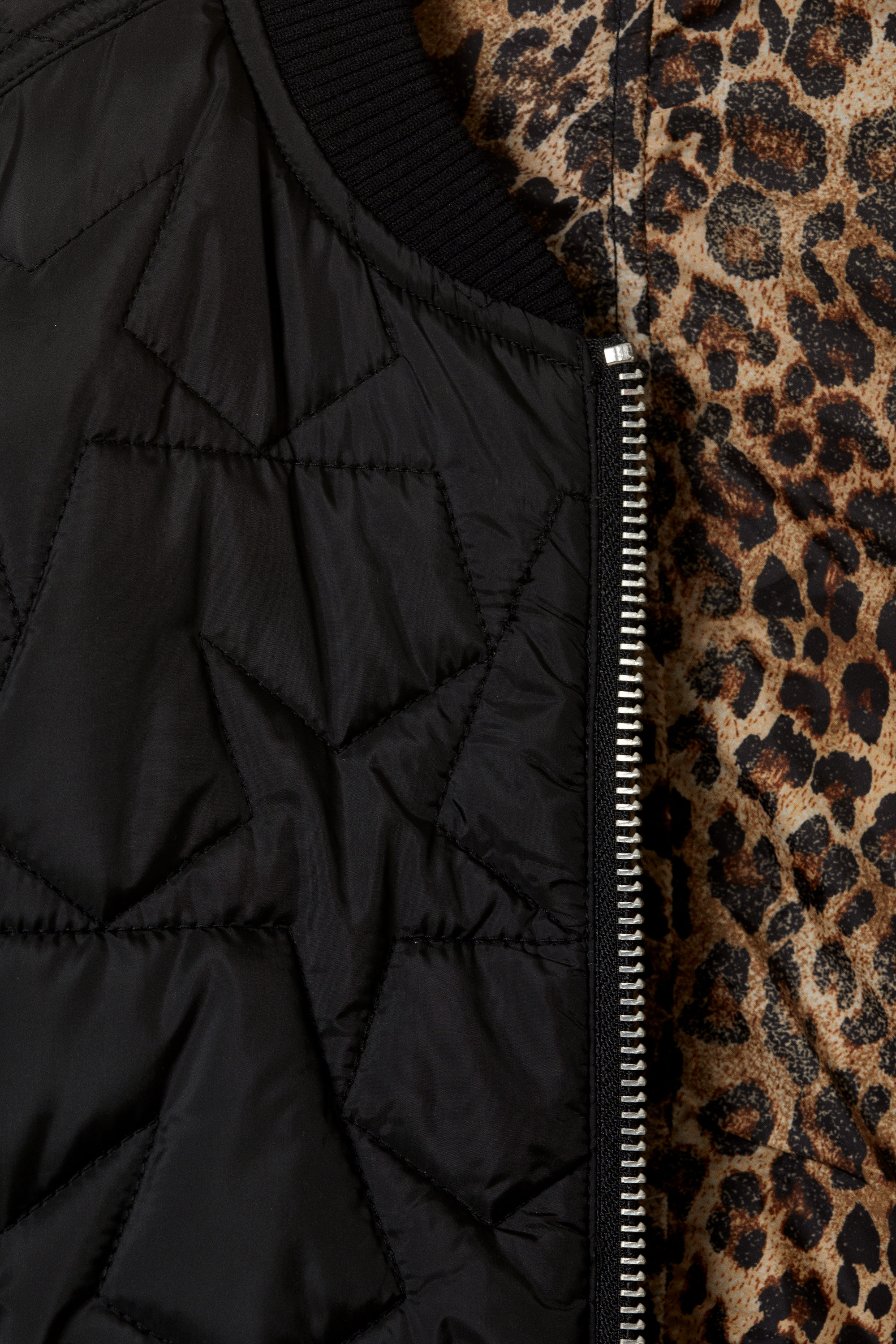Leopard/Black - Loose Reversible Bomber Jacket - 7