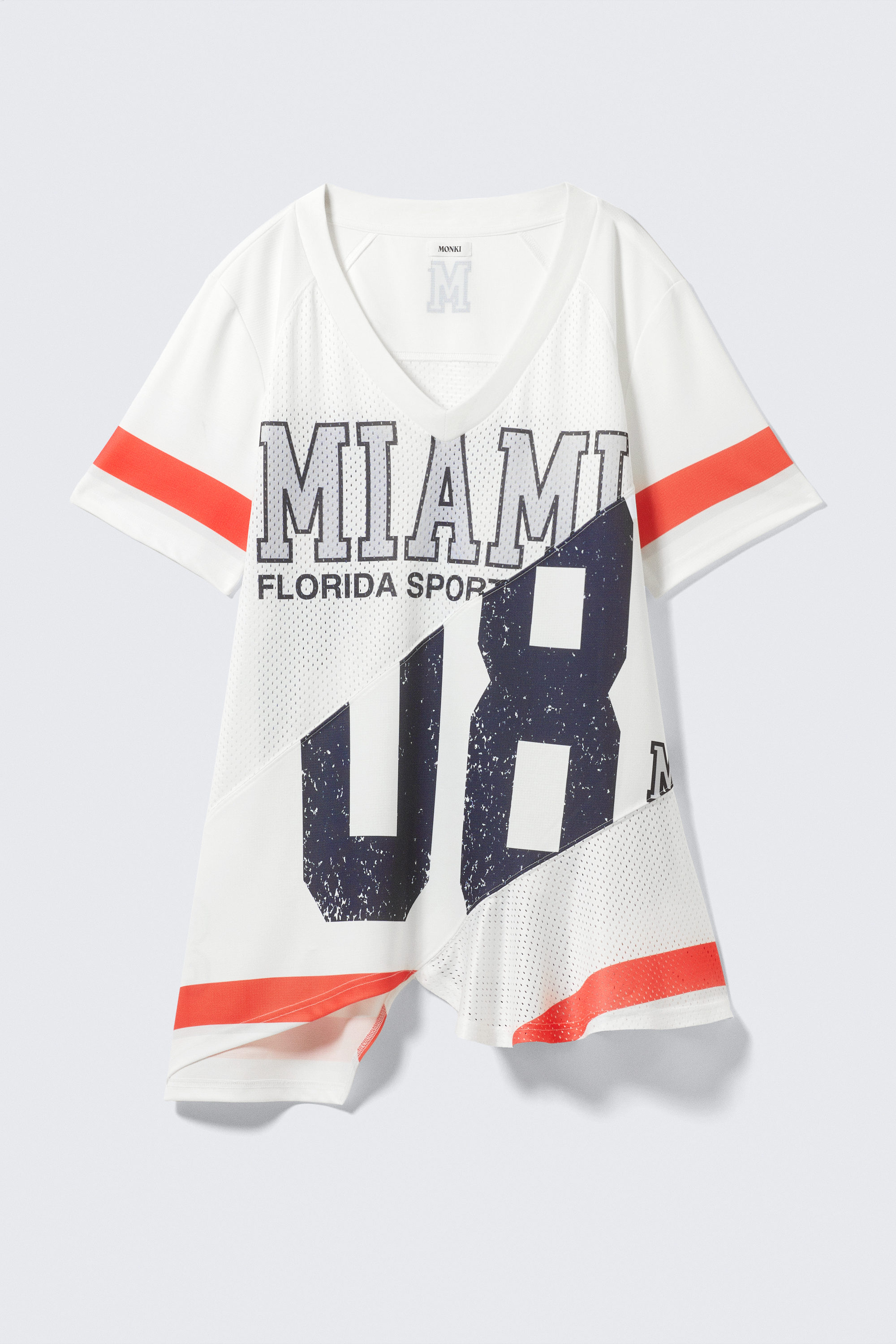 Miami Print - Asymmetric Mesh Varsity Mini Dress - 4
