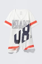 "Miami"-Print - Asymmetrisches College-Minikleid aus Mesh - 0