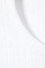 White - Soft Short-Sleeved Pointelle Top - 1