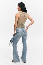 Khaki Green - Sheer Lace Sleeveless Tank Top - 3