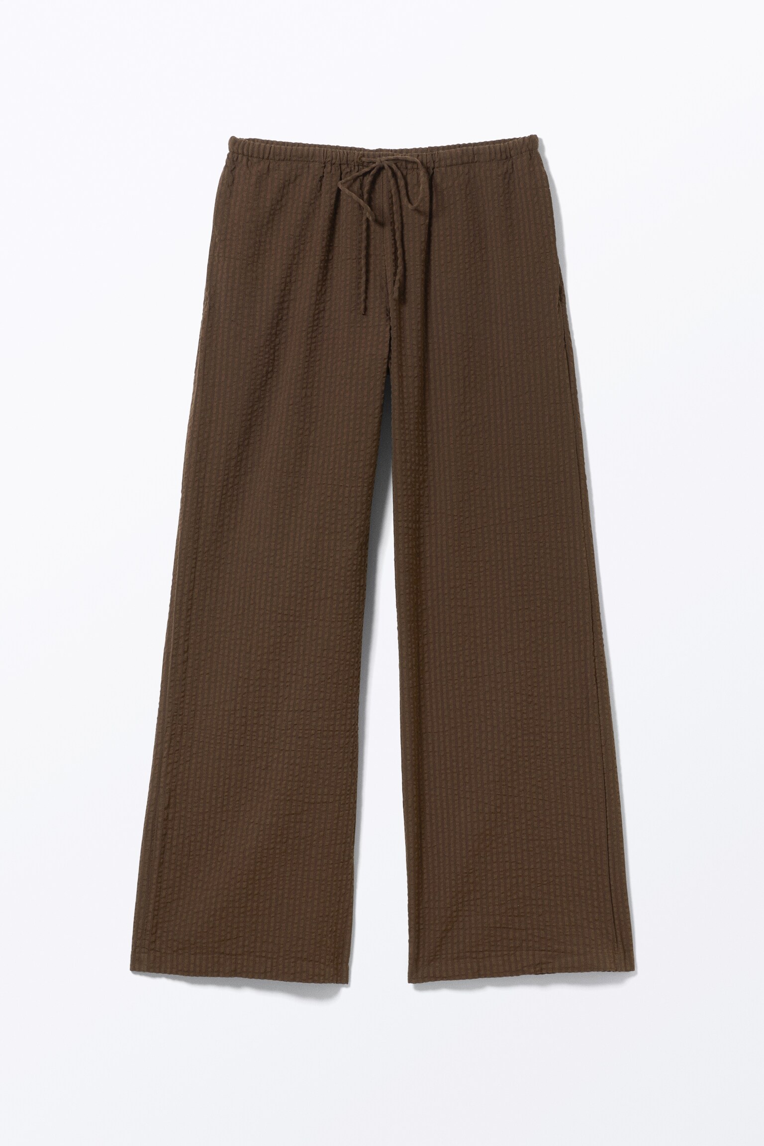 Low-Rise Relaxed Pull-on Trousers - Dark Brown/Dusty White - 2