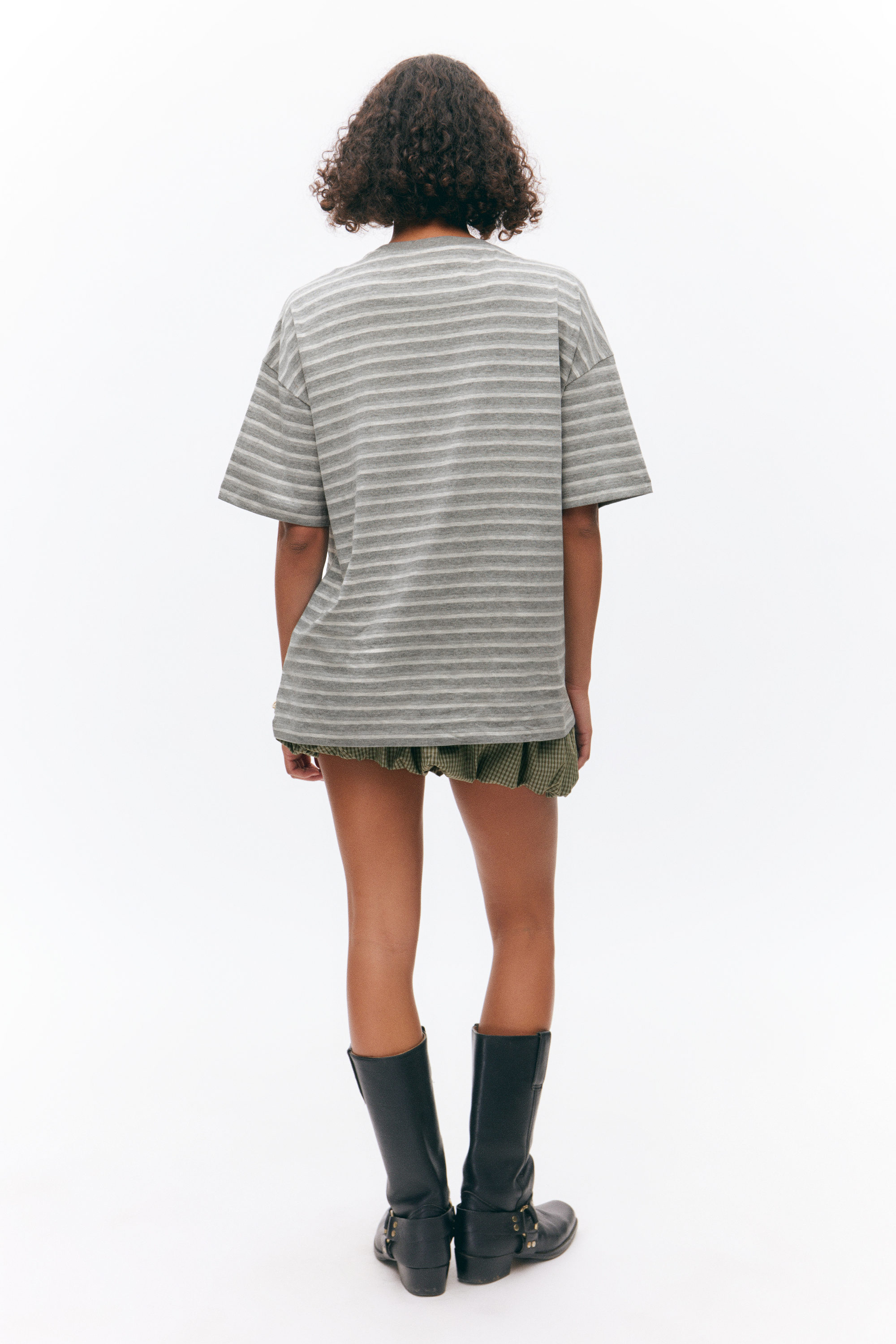 Striped Grey - Oversized Cotton Tshirt - 2