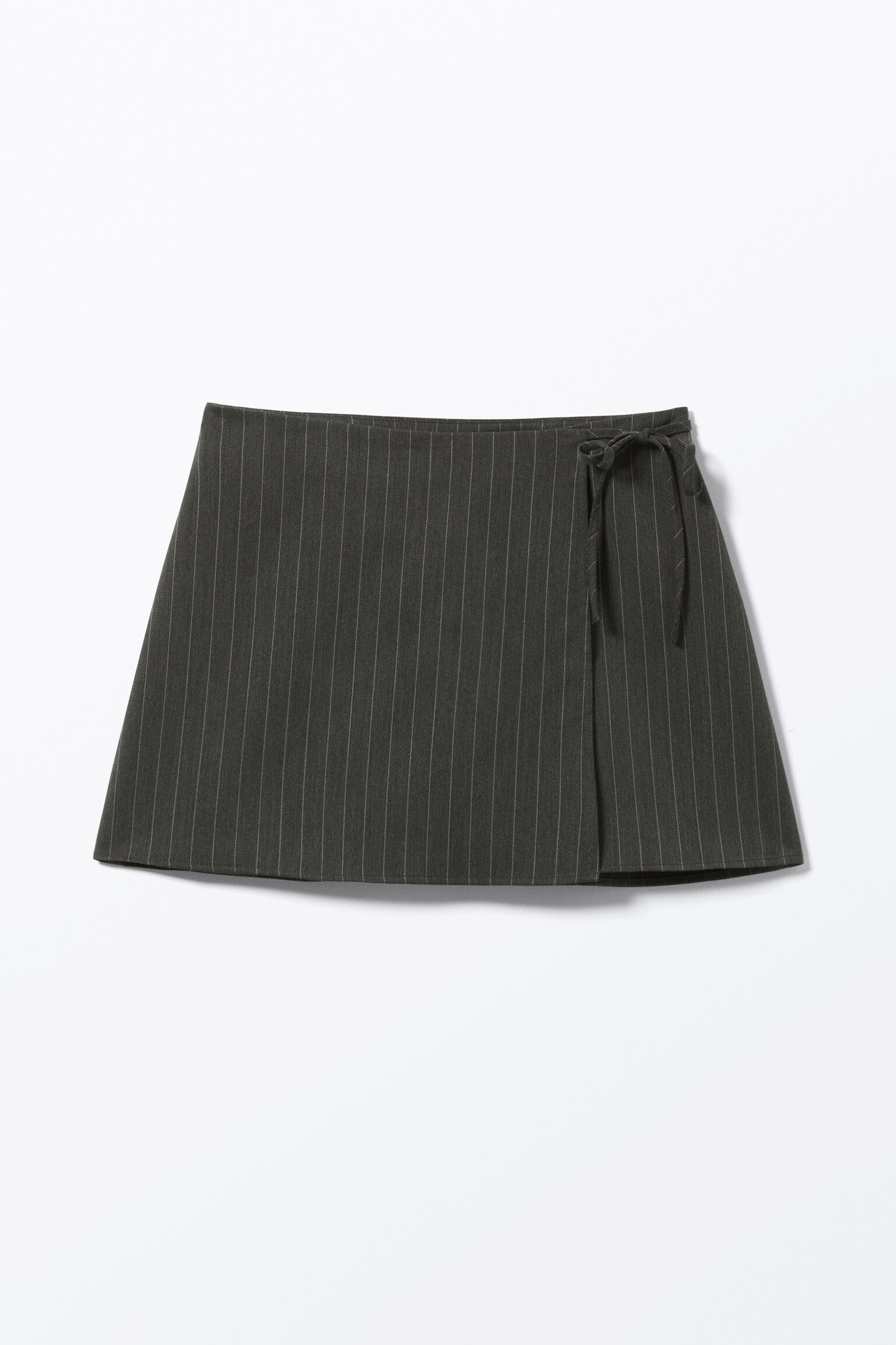 Mini Wrap Skirt - Dark Grey Pinstripe - 2