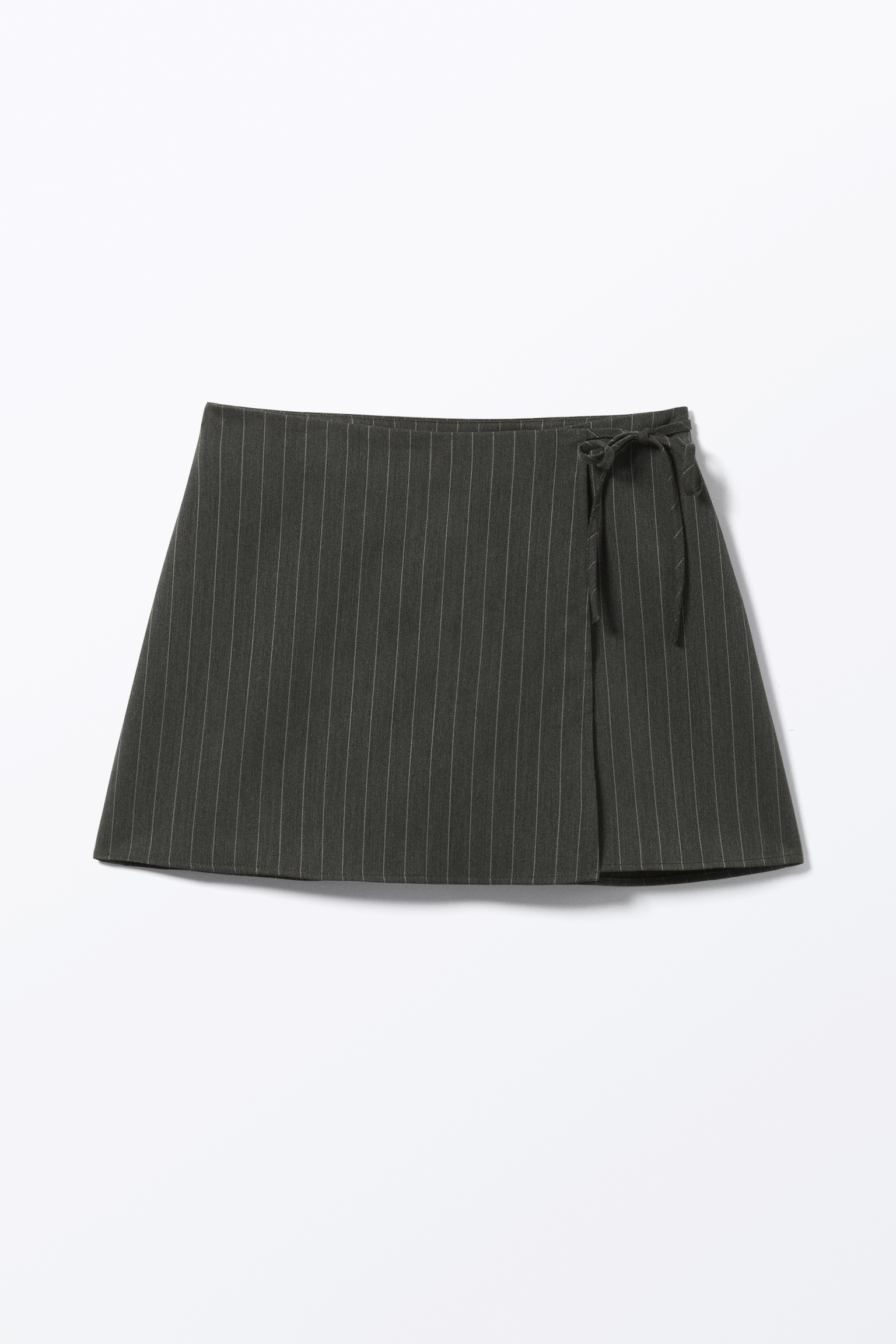 Mini Wrap Skirt - Dark Grey Pinstripe - 2