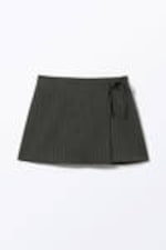 Dark Grey Pinstripe - Mini Wrap Skirt - 3