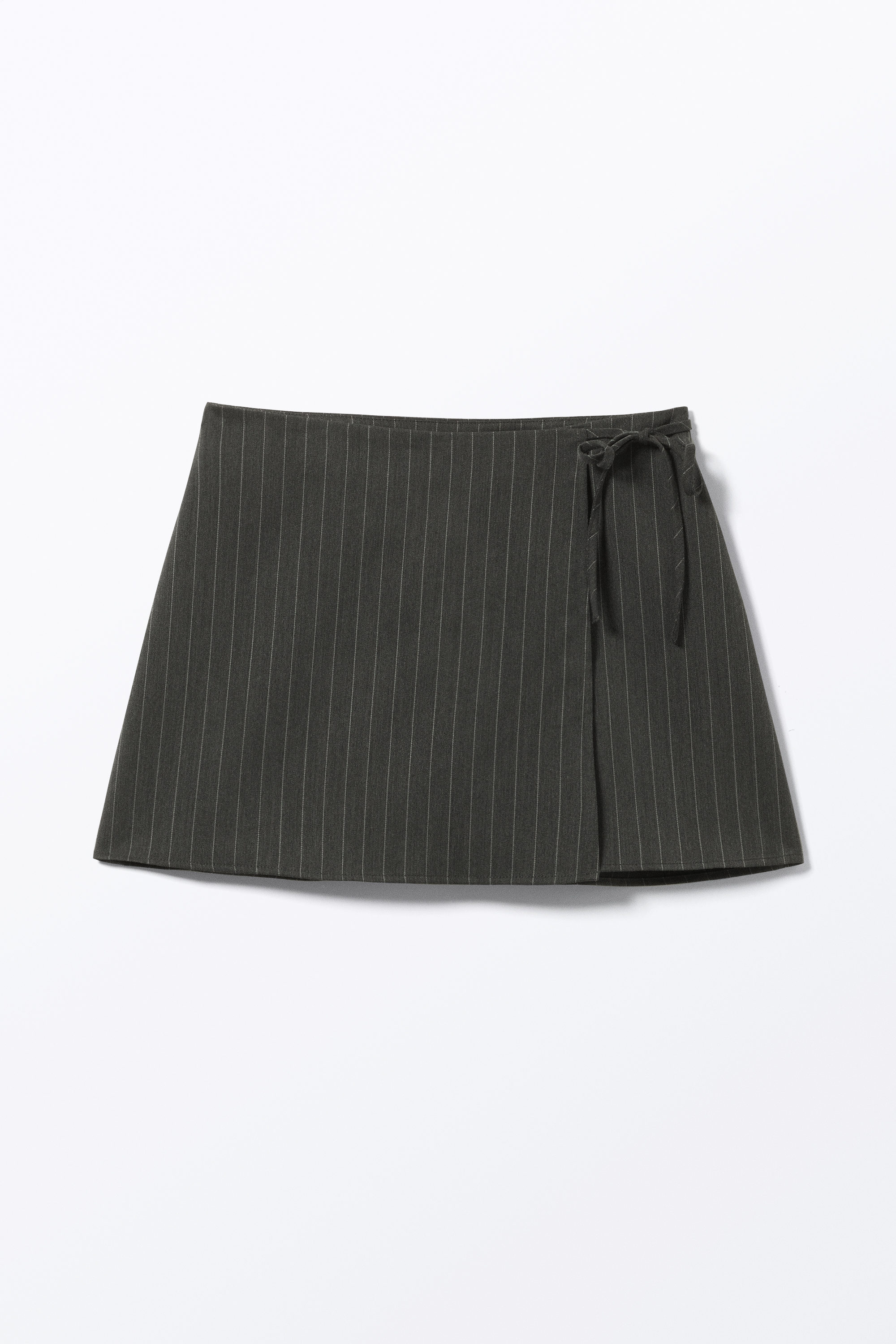 Dark Grey Pinstripe - Mini Wrap Skirt - 3