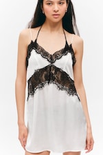 White - Lace-Trim A-line Mini Slip Dress - 1
