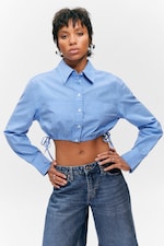 Light Blue - Cropped Loose Cargo Shirt - 0