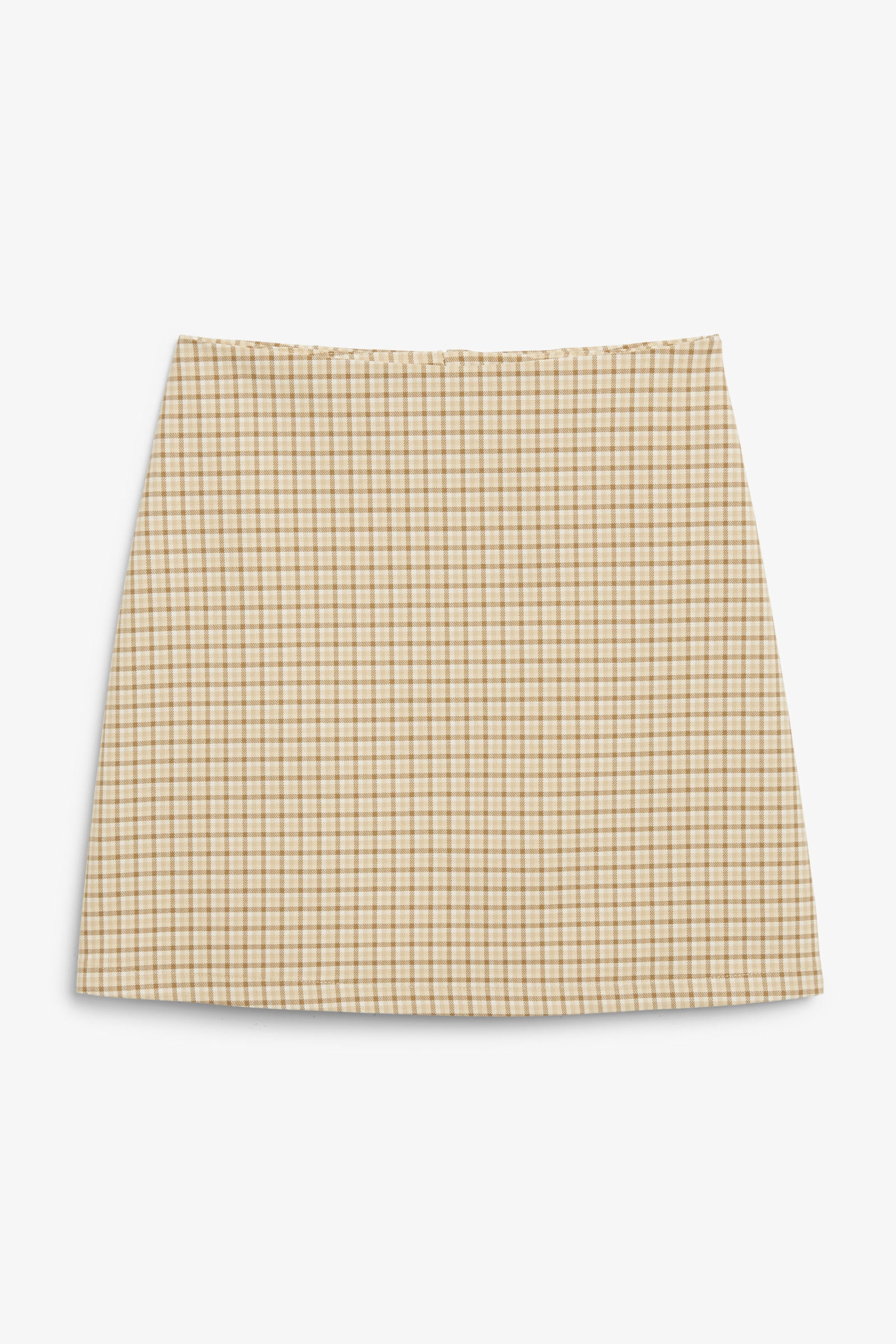 Beige kariert - Minirock in A-Linie - 0