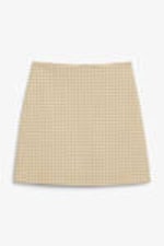 Beige kariert - Minirock in A-Linie - 0