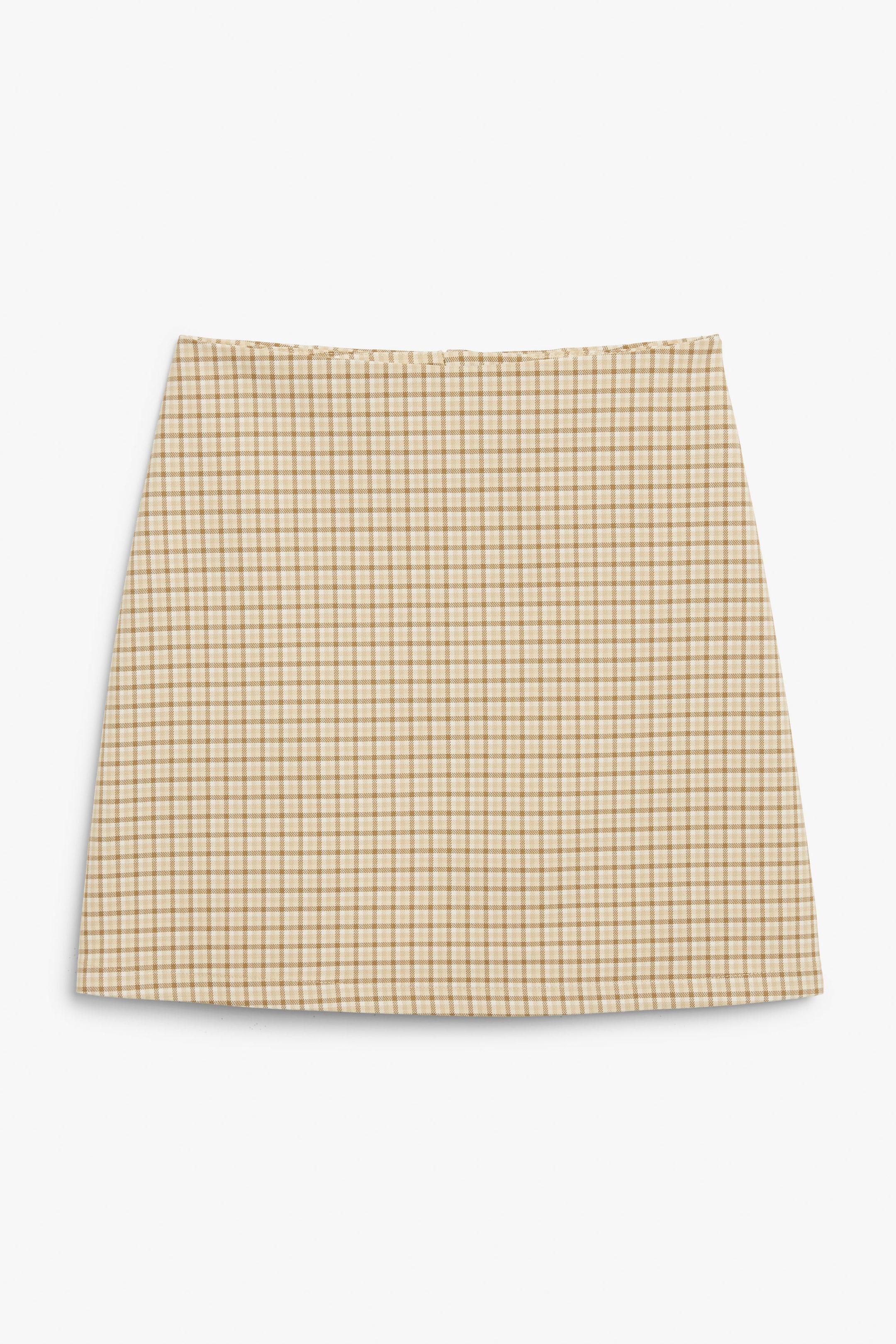 Beige checks - A-line mini skirt - 0