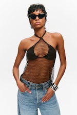 Brun foncé - Top dos nu avec liens à nouer - 0