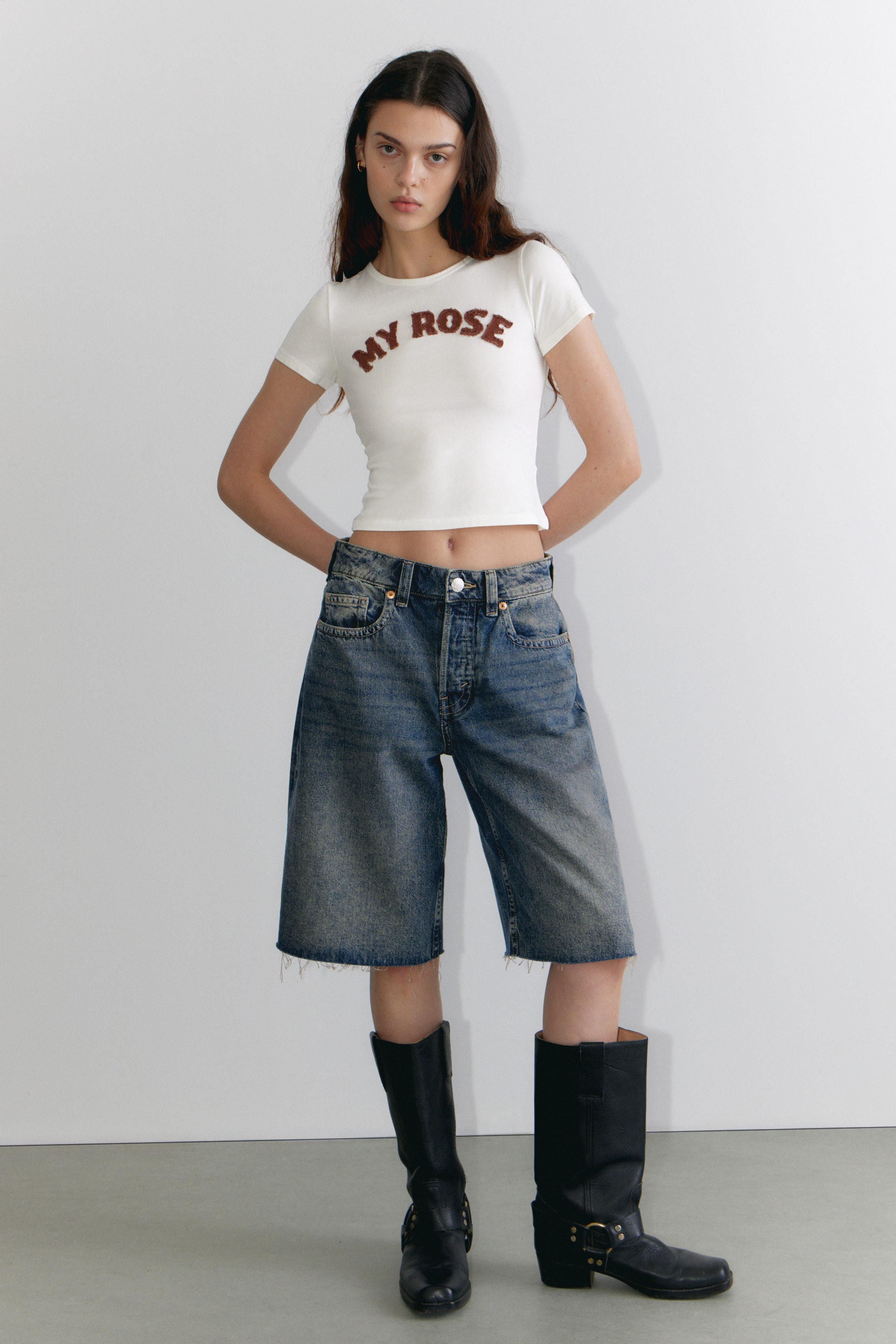 White - My Rose - Cropped t-shirt - 2