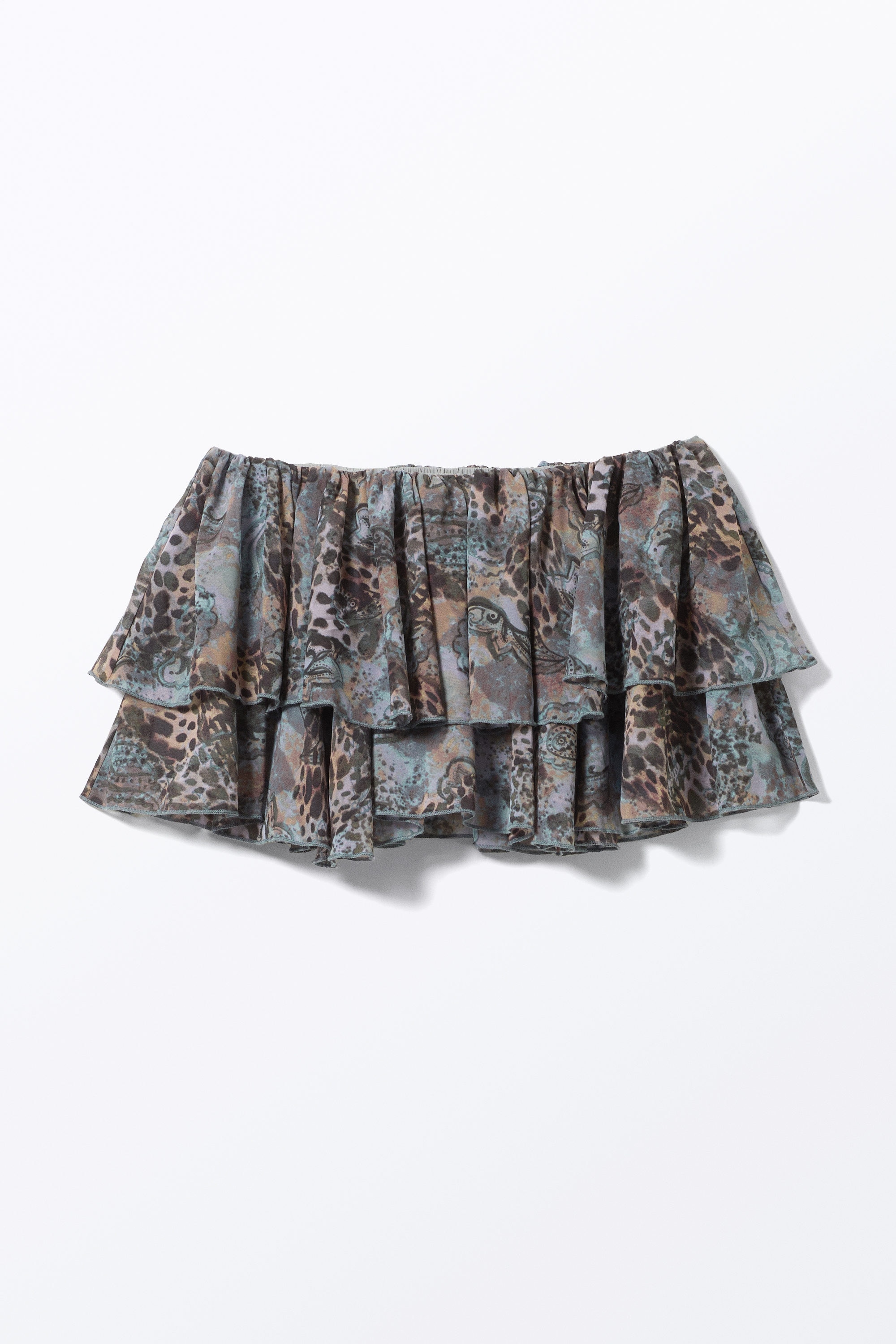 Leopard-Paisly Pattern - Frilled Mini Skirt - 3