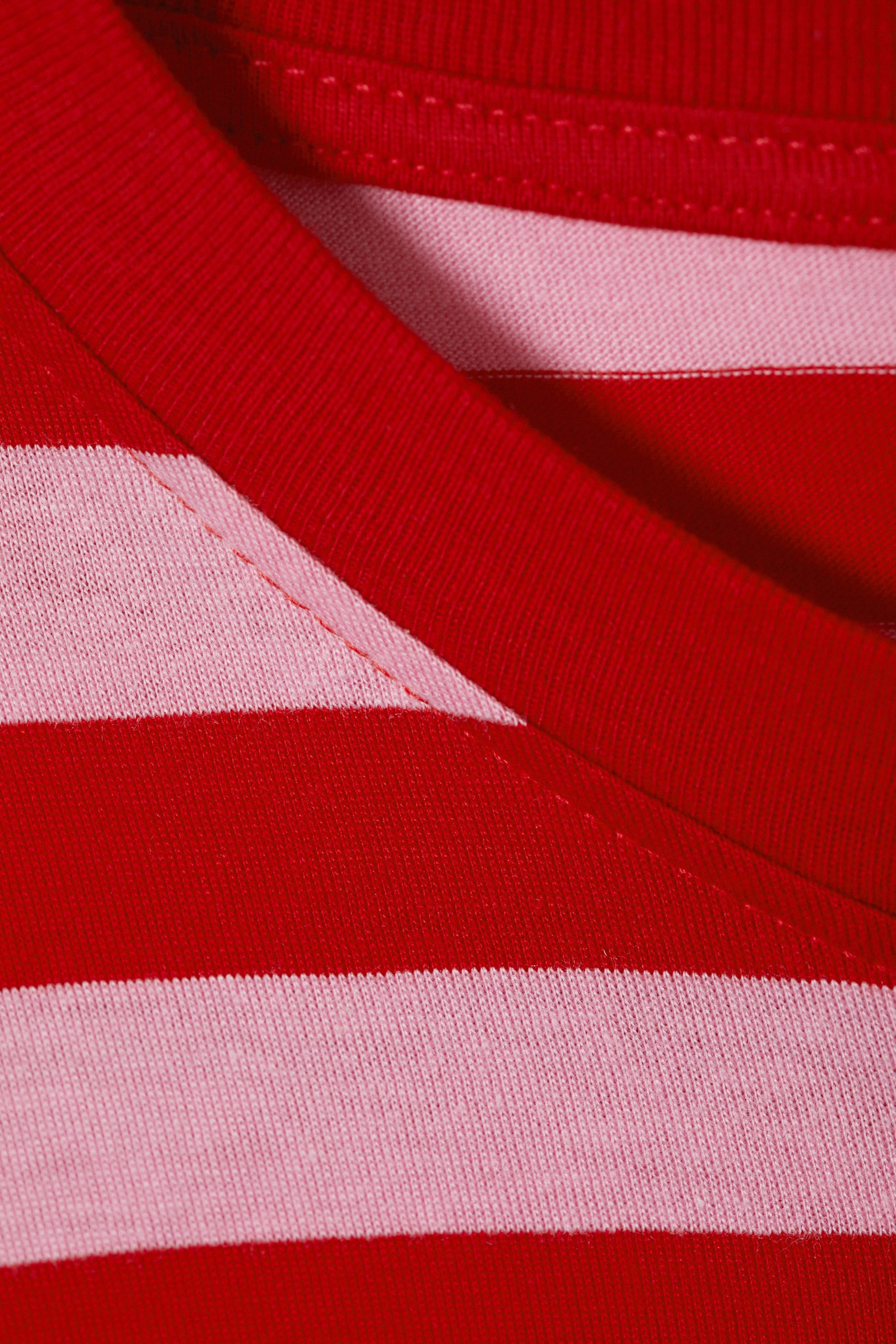 Red & Light Pink Stripe - Boxy Sleeve T-Shirt - 1