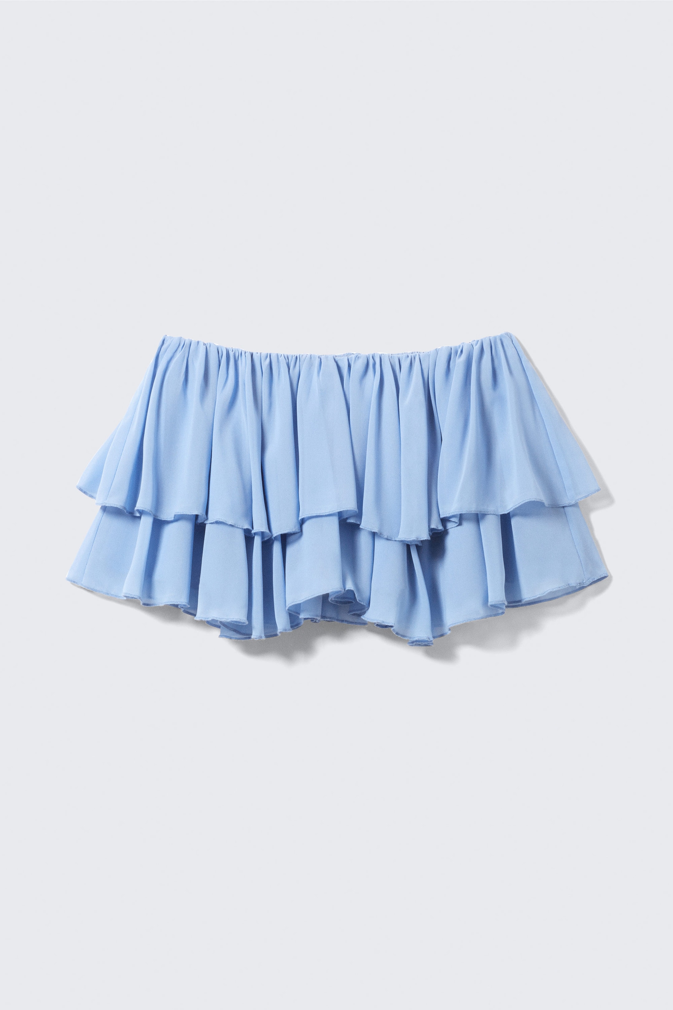 Bleu ciel - Mini-jupe à volants - 4