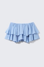 Bleu ciel - Mini-jupe à volants - 4