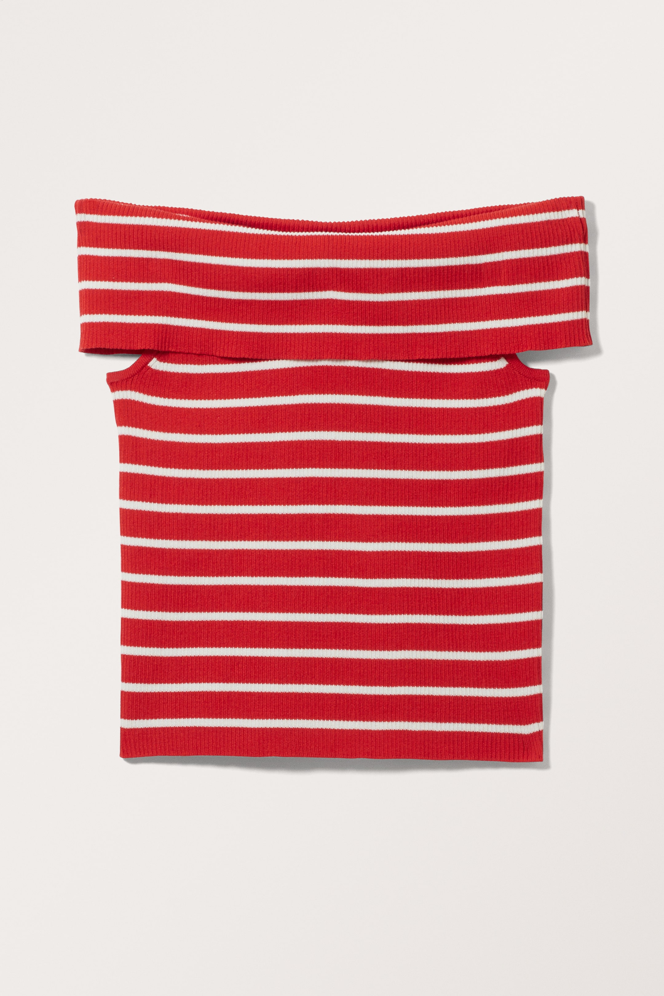 Ingrandisci l'immagine: Knitted Off-Shoulder Top - Red Stripe - DONNA | H&M CH 1