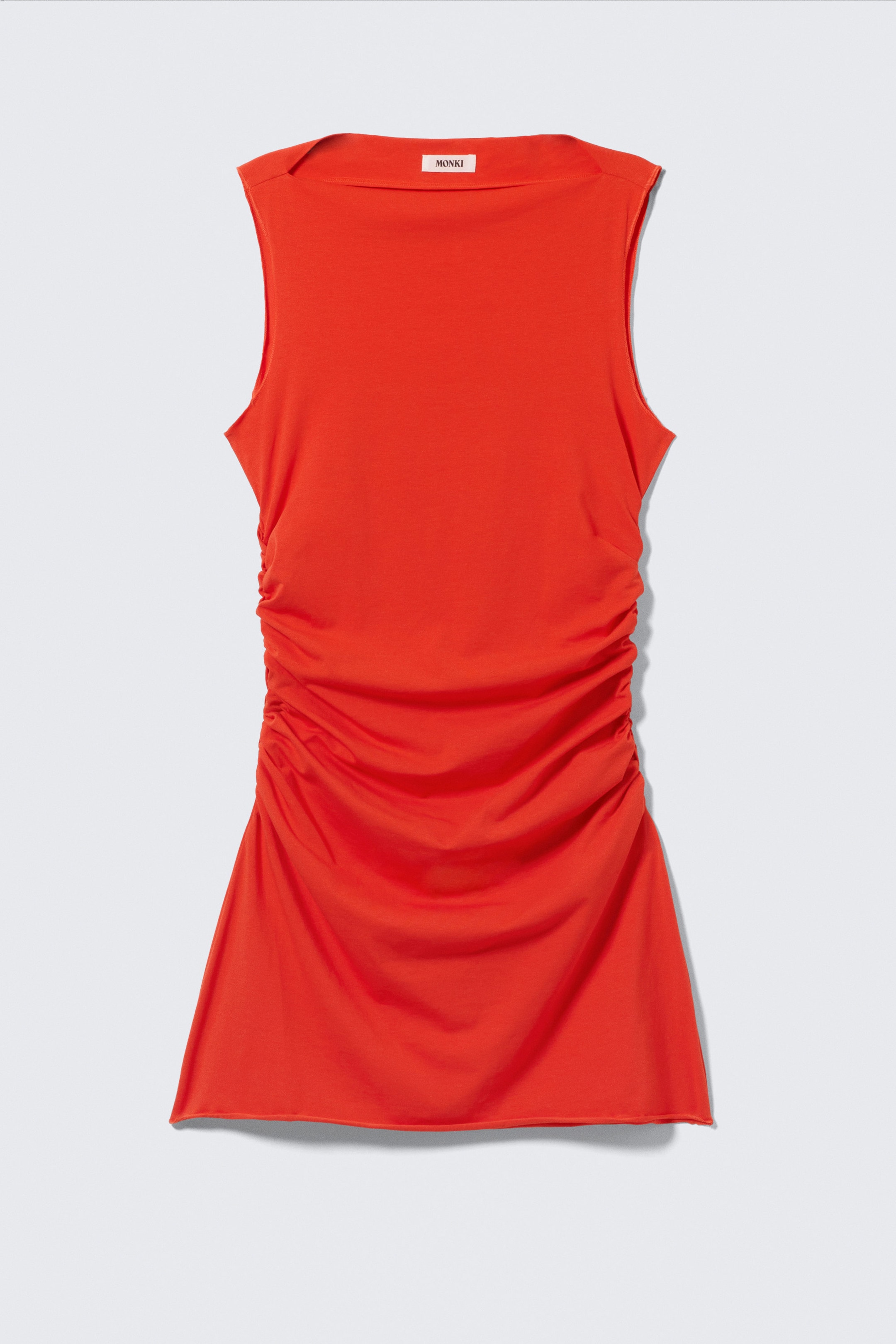 Bright Red - Gathered Jersey Mini Dress - 4